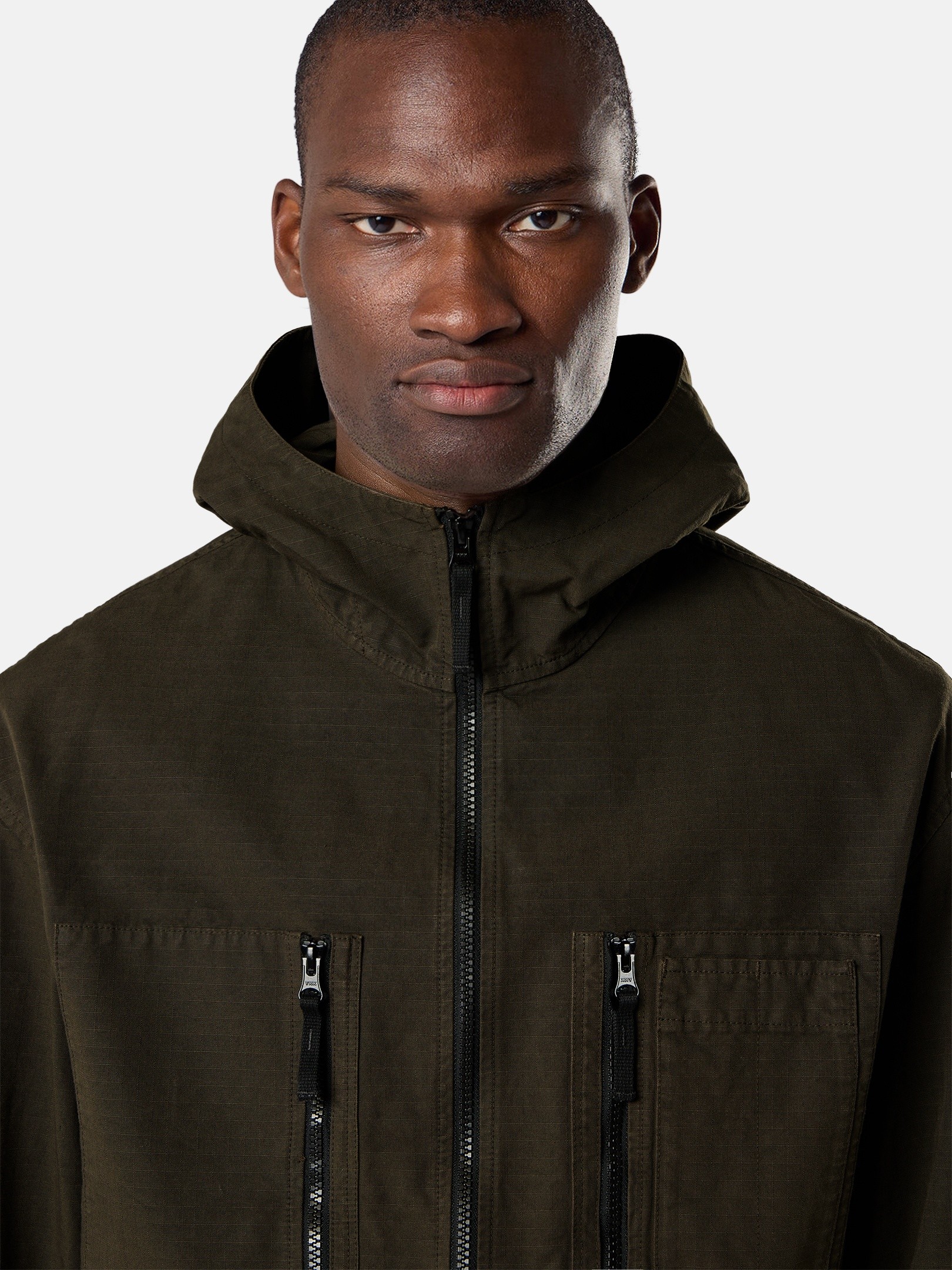 Coal Gray Comfort-fit hooded overshirt with zip pockets 1200011