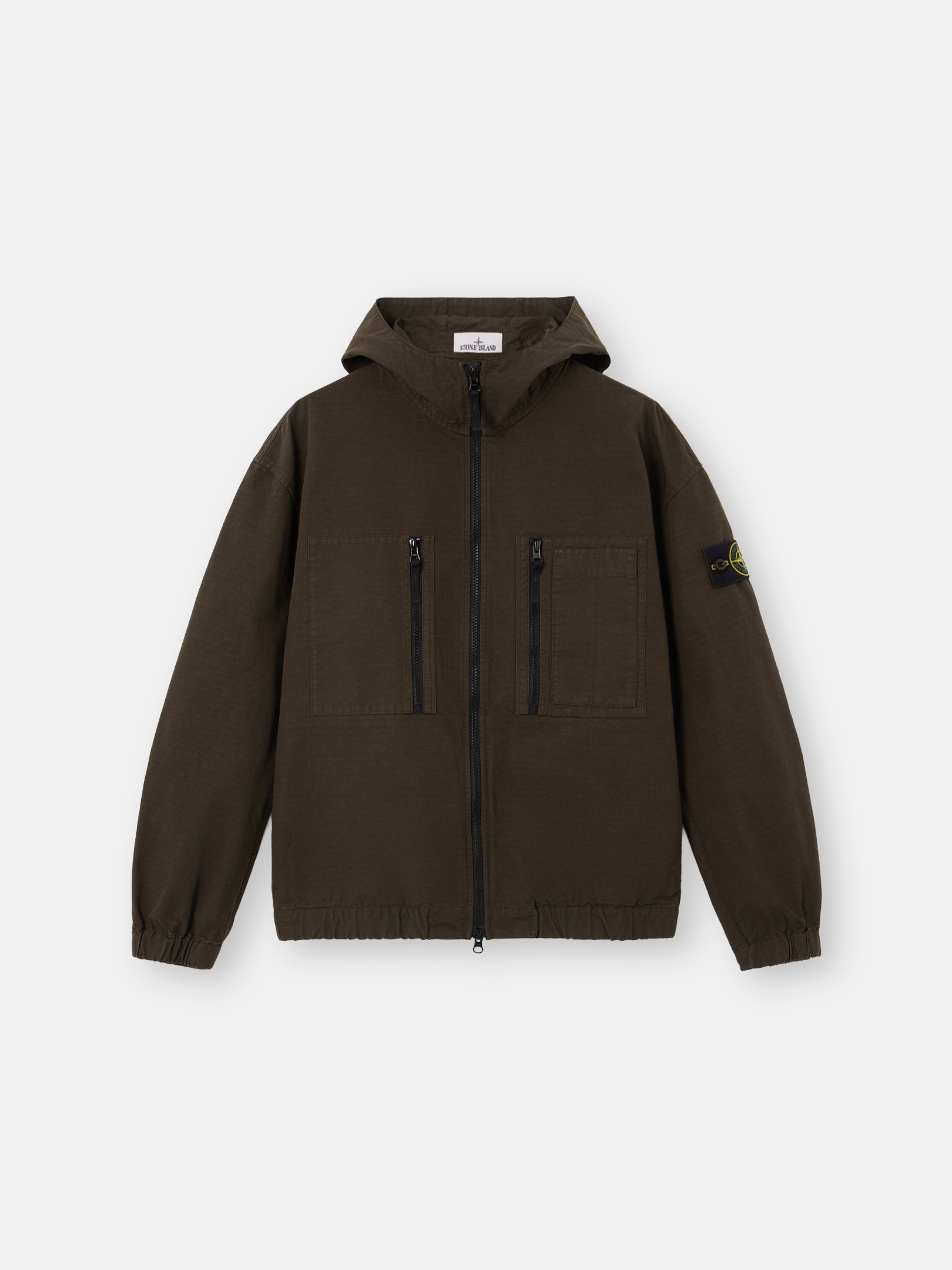 Coal Gray Comfort-fit hooded overshirt with zip pockets 1200011