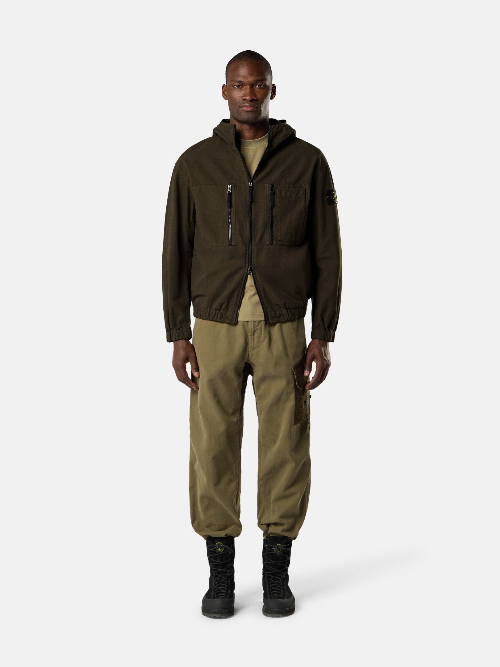 Coal Gray Comfort-fit hooded overshirt with zip pockets 1200011