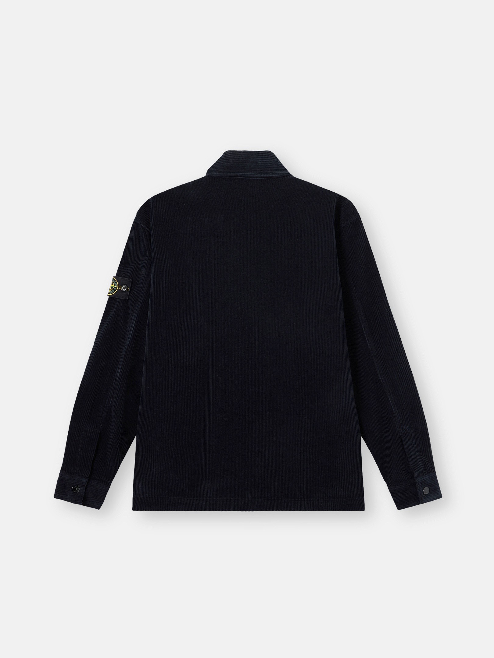 Navy Blue Comfort-fit snap-front overshirt with chest pocket