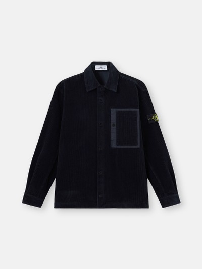 Navy Blue Comfort-fit snap-front overshirt with chest pocket