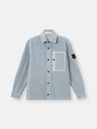 Ash Grey Comfort-fit snap-front overshirt with chest pocket