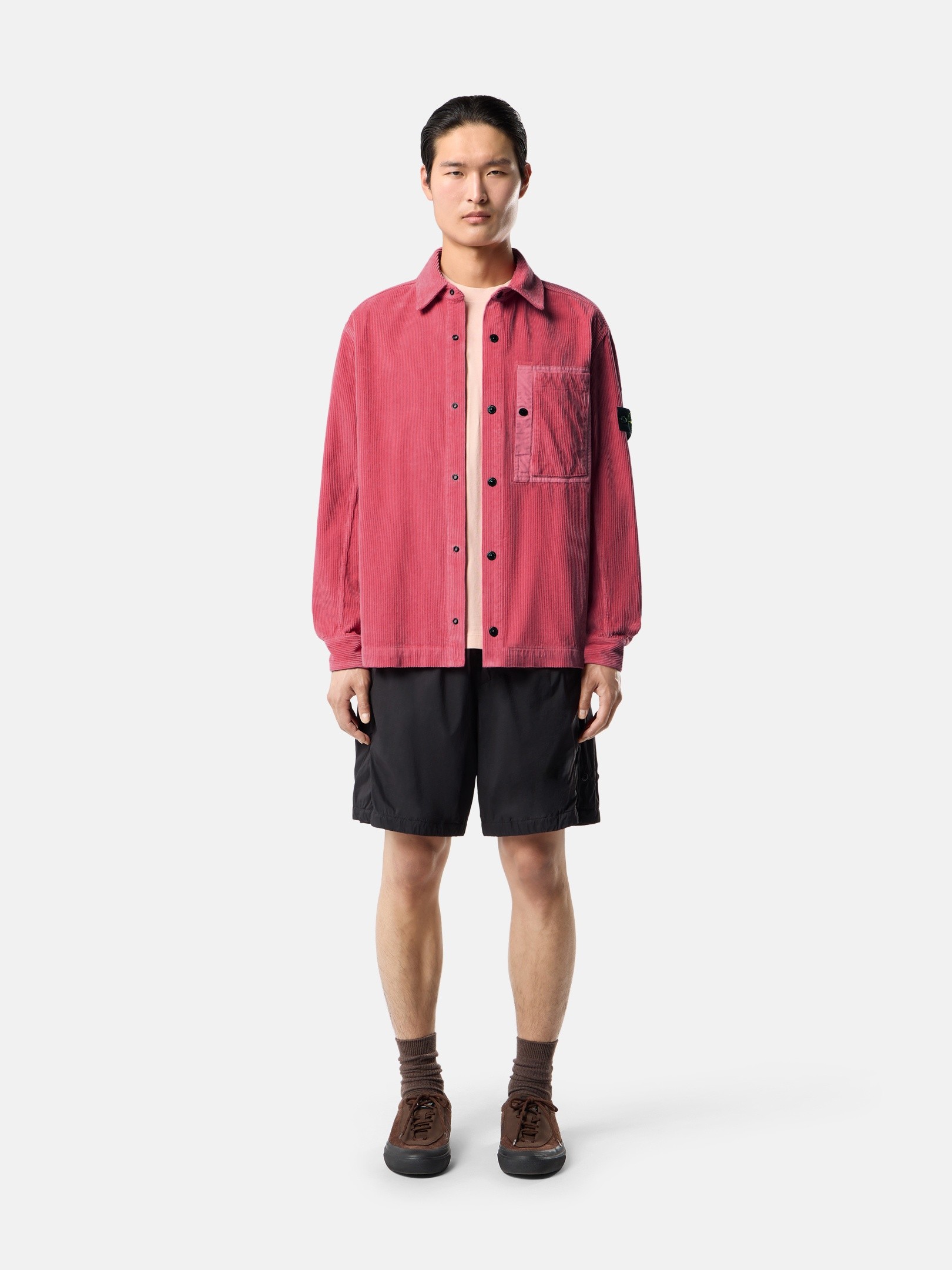 Geranium Comfort-fit snap-front overshirt with chest pocket