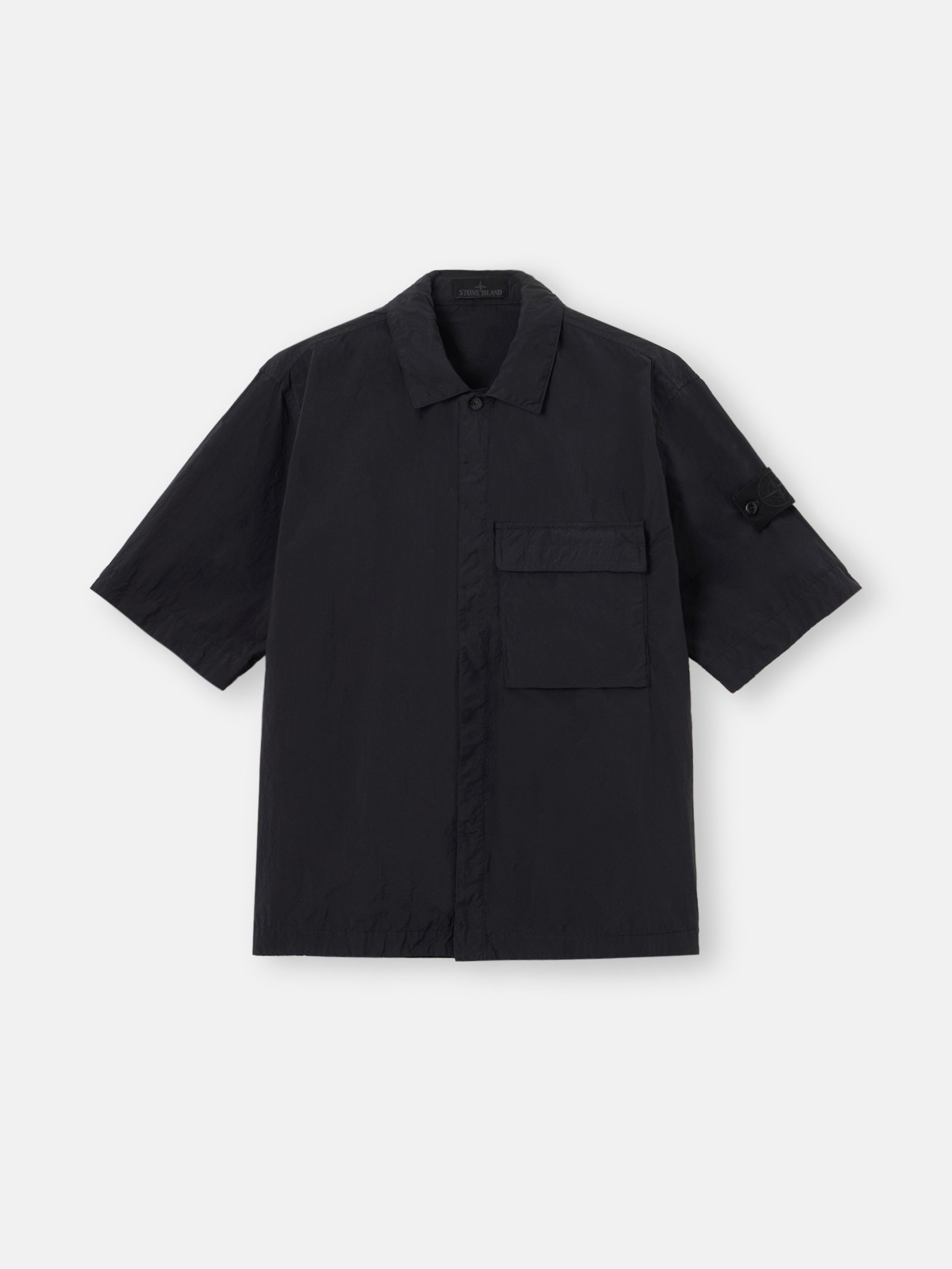Black Comfort-fit short-sleeve shirt with chest pocket 1200019