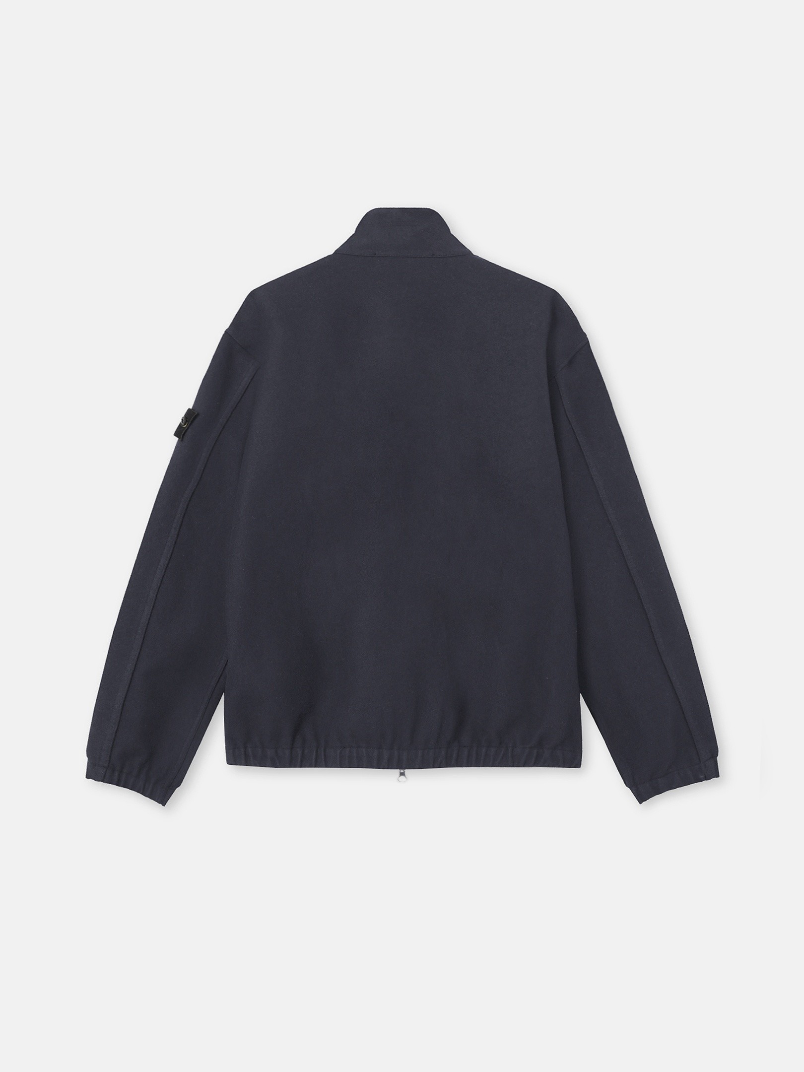 Navy Blue Comfort-fit zip-up overshirt with elasticized cuffs