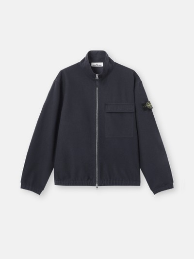 Navy Blue Comfort-fit zip-up overshirt with elasticized cuffs