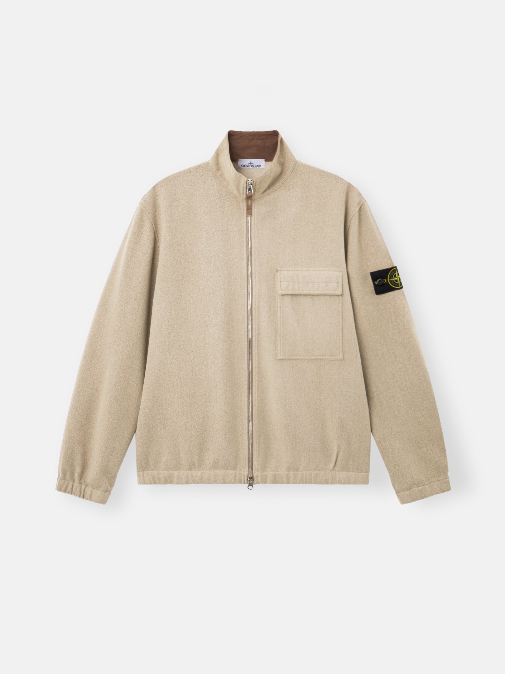 Biscuit Comfort-fit zip-up overshirt with elasticized cuffs