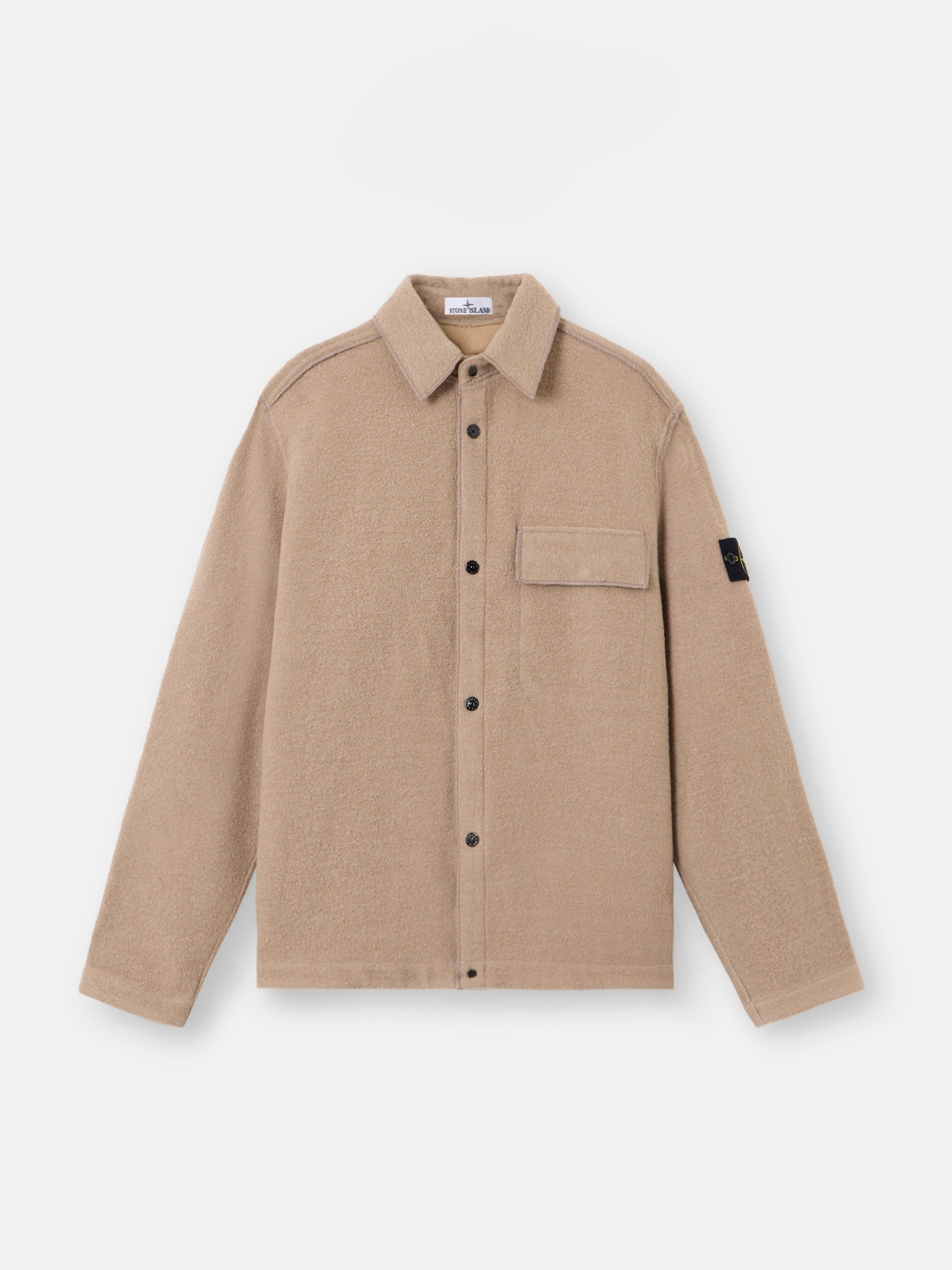 Biscuit Comfort-fit snap-front overshirt with chest pocket 1200034