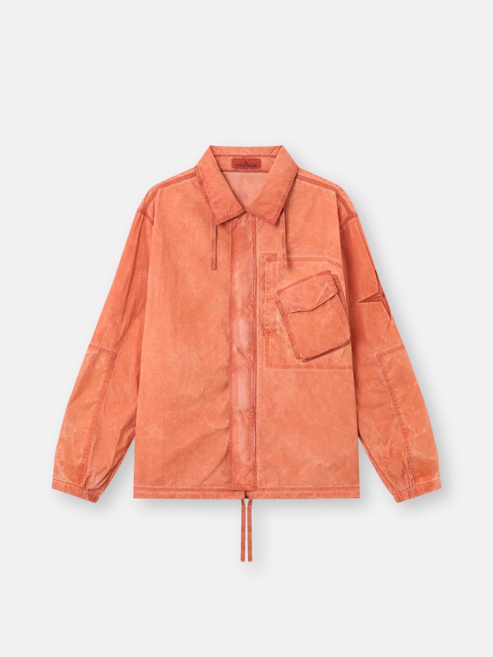 Burnt Orange Comfort-fit zip-up overshirt with packable hood