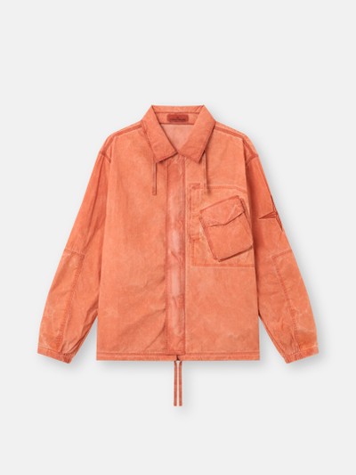 Burnt Orange Comfort-fit zip-up overshirt with packable hood