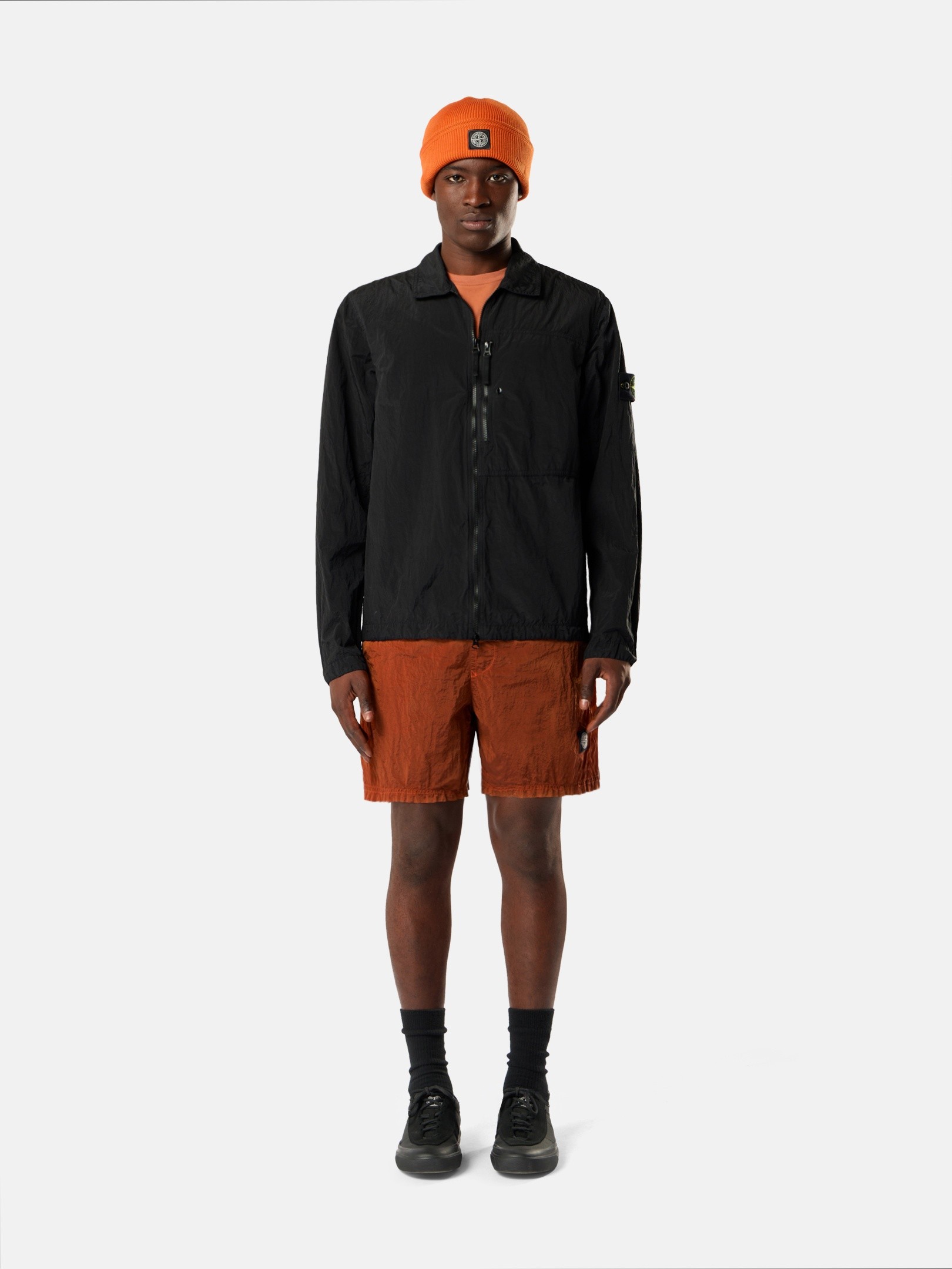 Black Regular-fit zip-up overshirt with chest pocket 1200041 NYLON