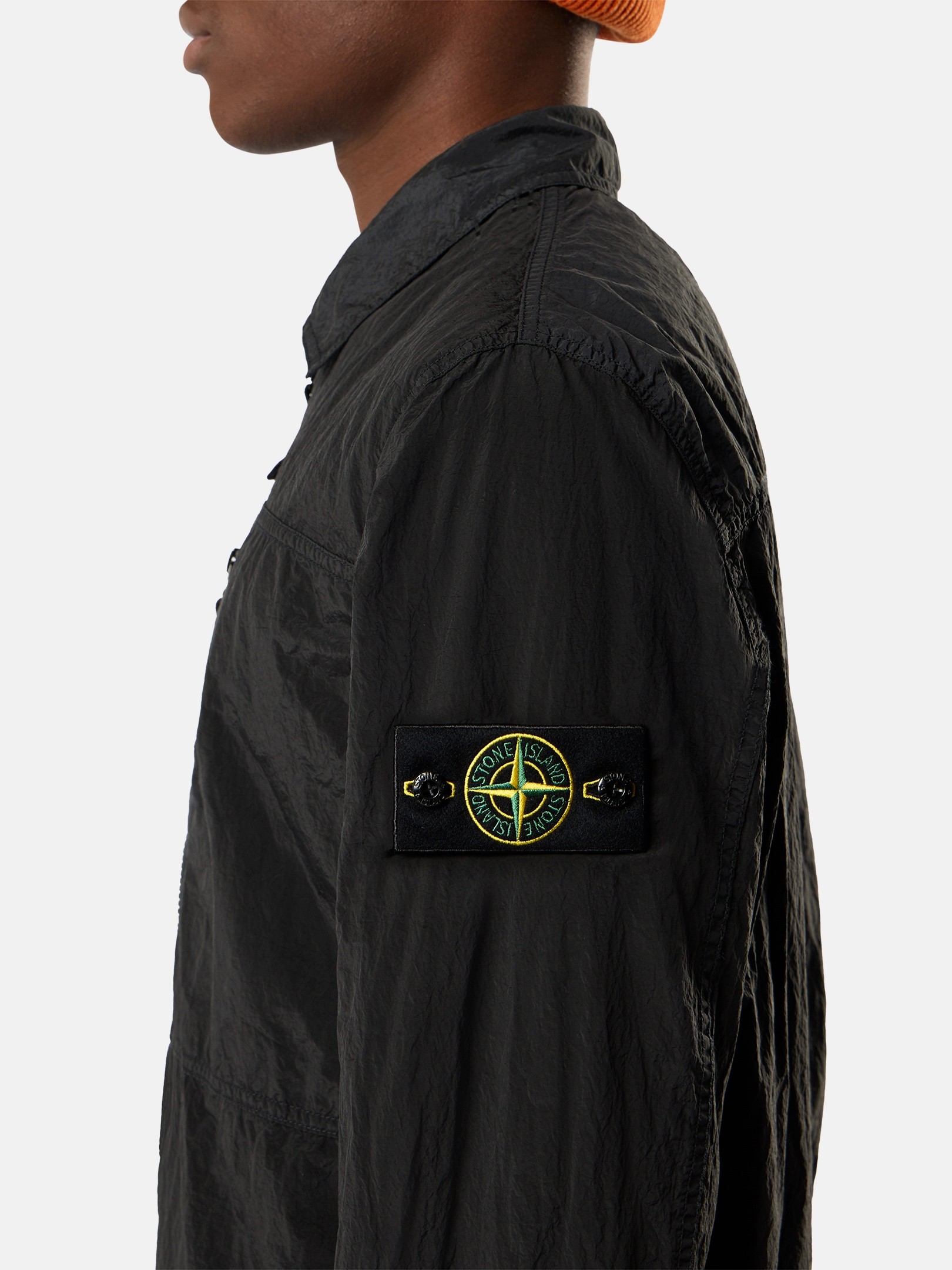 Black Regular-fit zip-up overshirt with chest pocket 1200041 NYLON