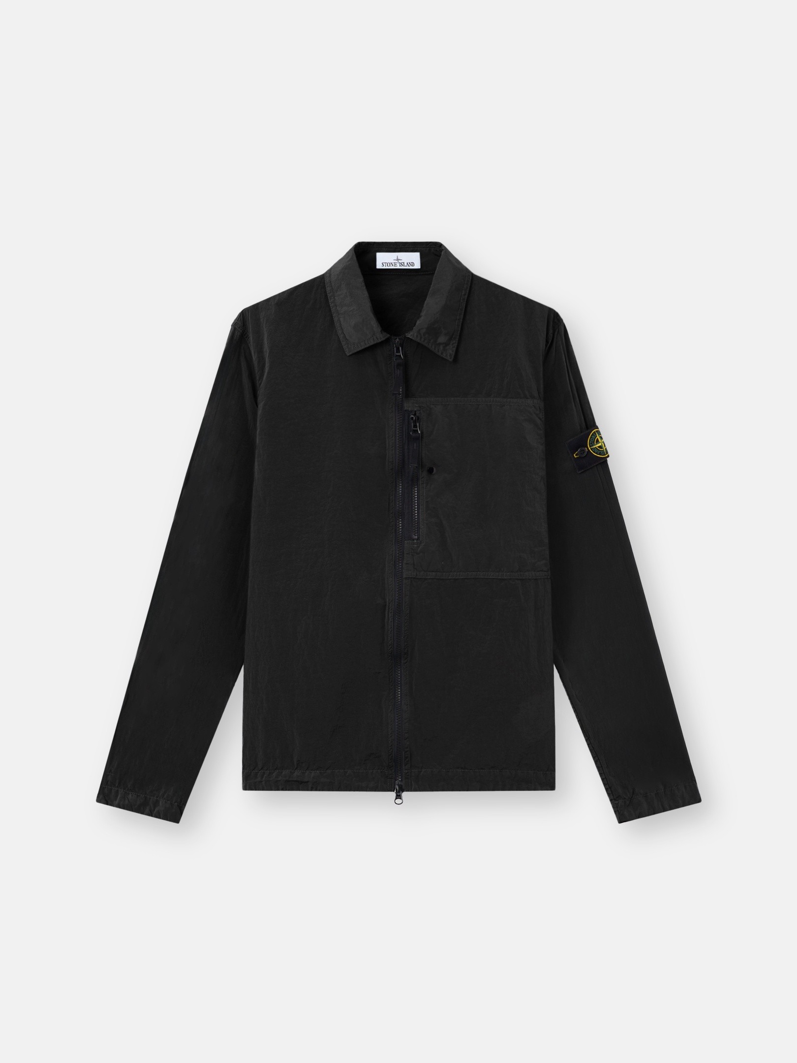 Black Regular-fit zip-up overshirt with chest pocket 1200041 NYLON