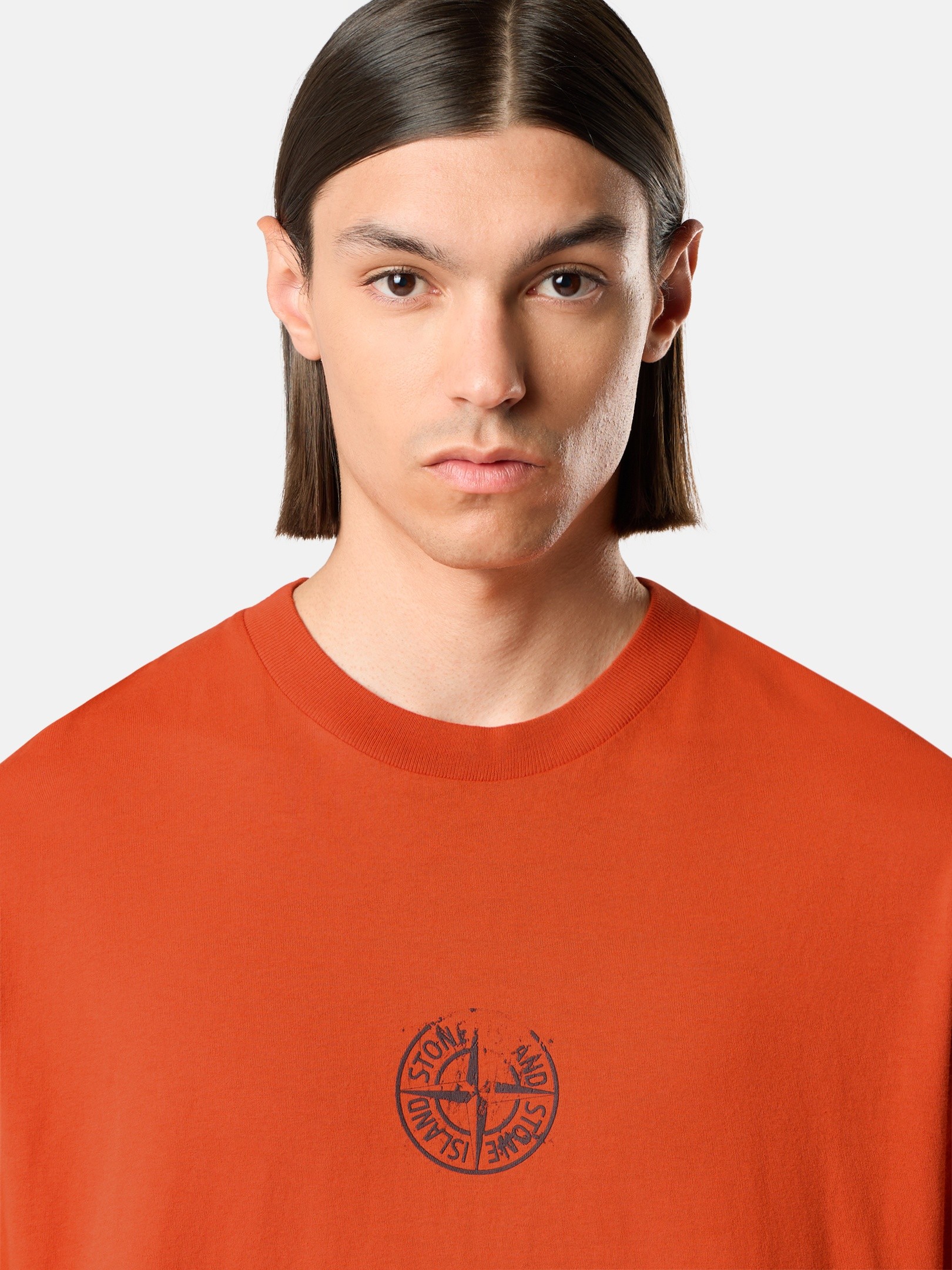 バーントオレンジ レギュラーフィット Tシャツ 'Vertical Placement