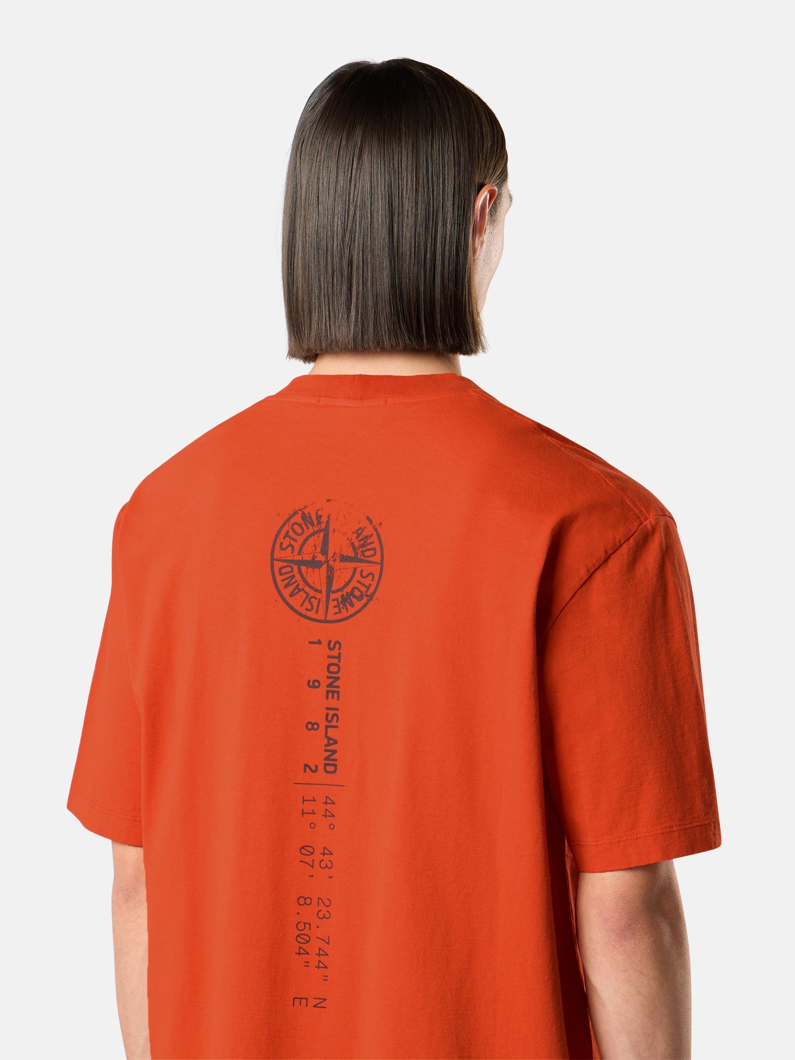 【paybel様ご予約中】STONE  オレンジ Tシャツ S バーントオレンジ レギュラーフィット Tシャツ 'Vertical Placement