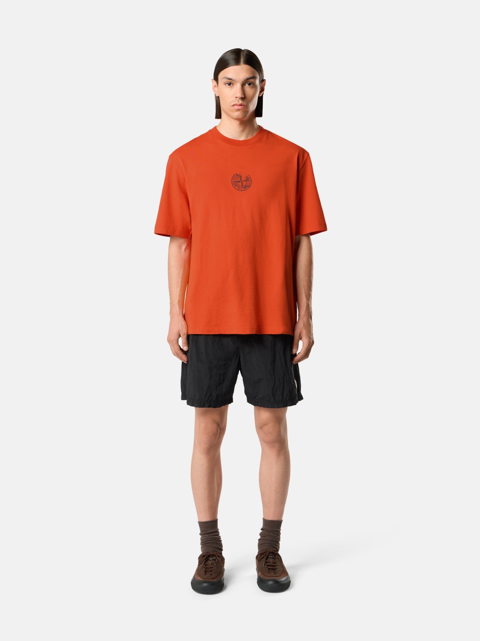 Burnt Orange Regular-fit T-shirt with 'Vertical Placement' print
