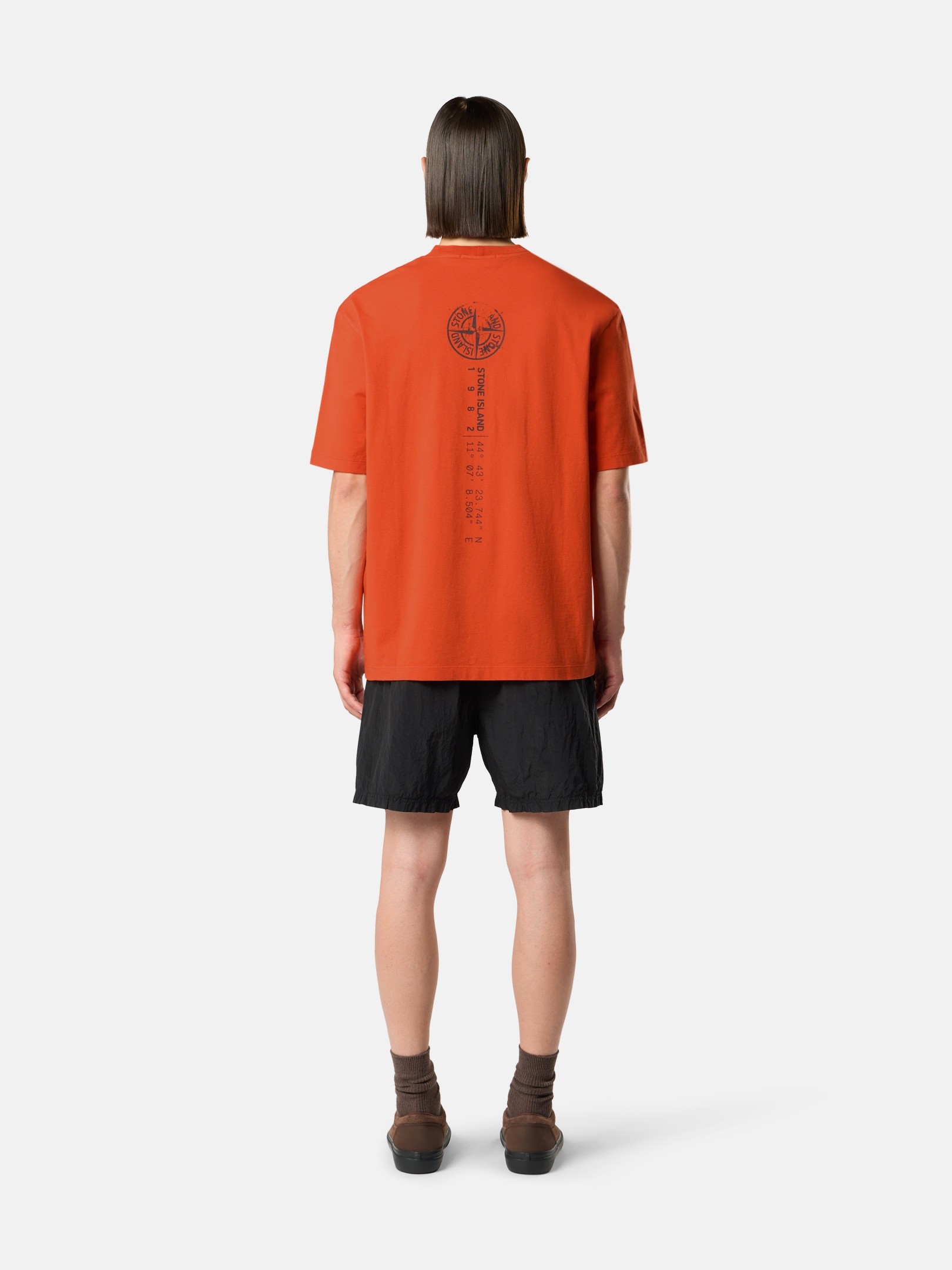 バーントオレンジ レギュラーフィット Tシャツ 'Vertical Placement