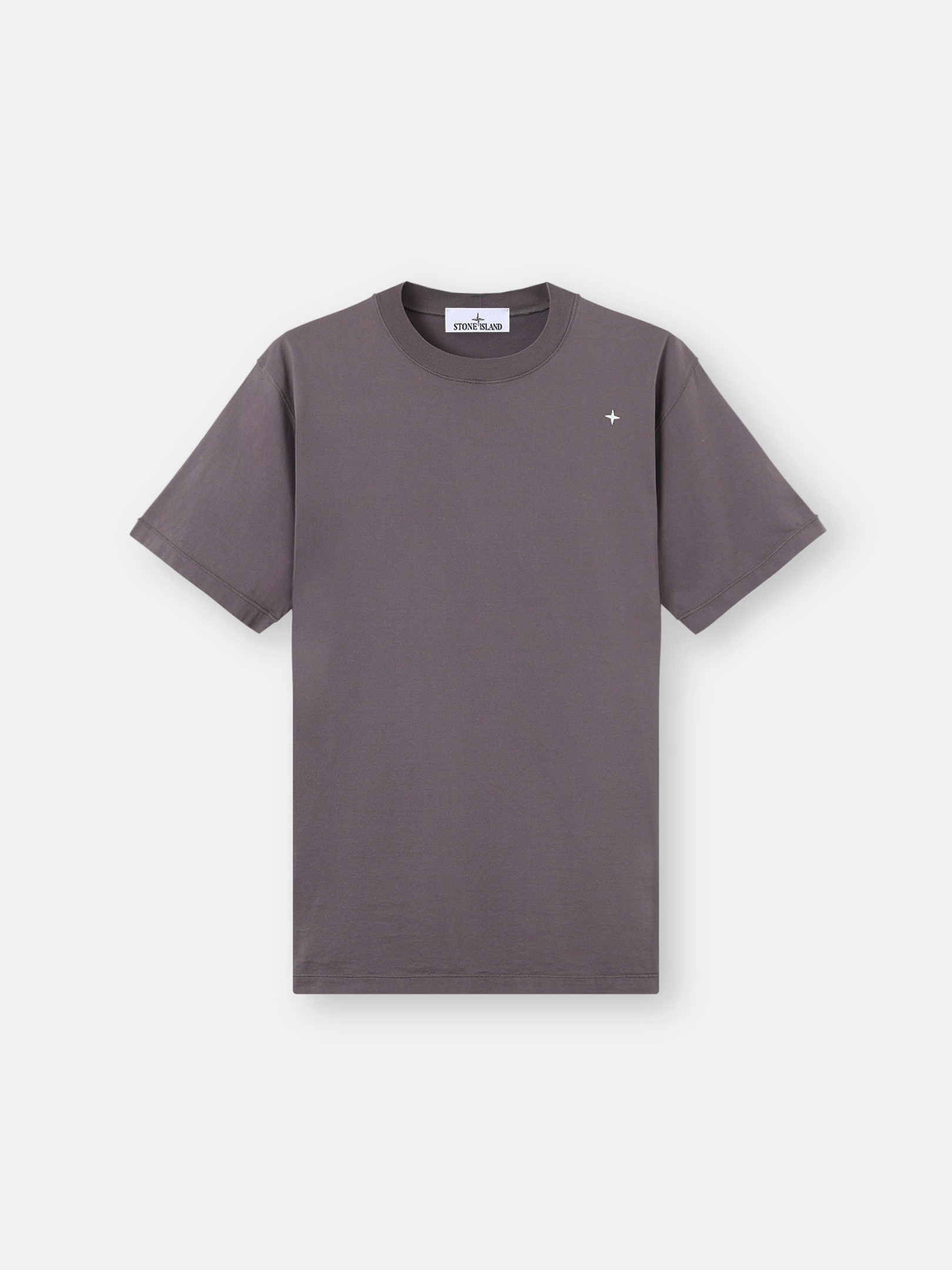 Storm Gray Regular-fit T-shirt with Stone Island star embroidery