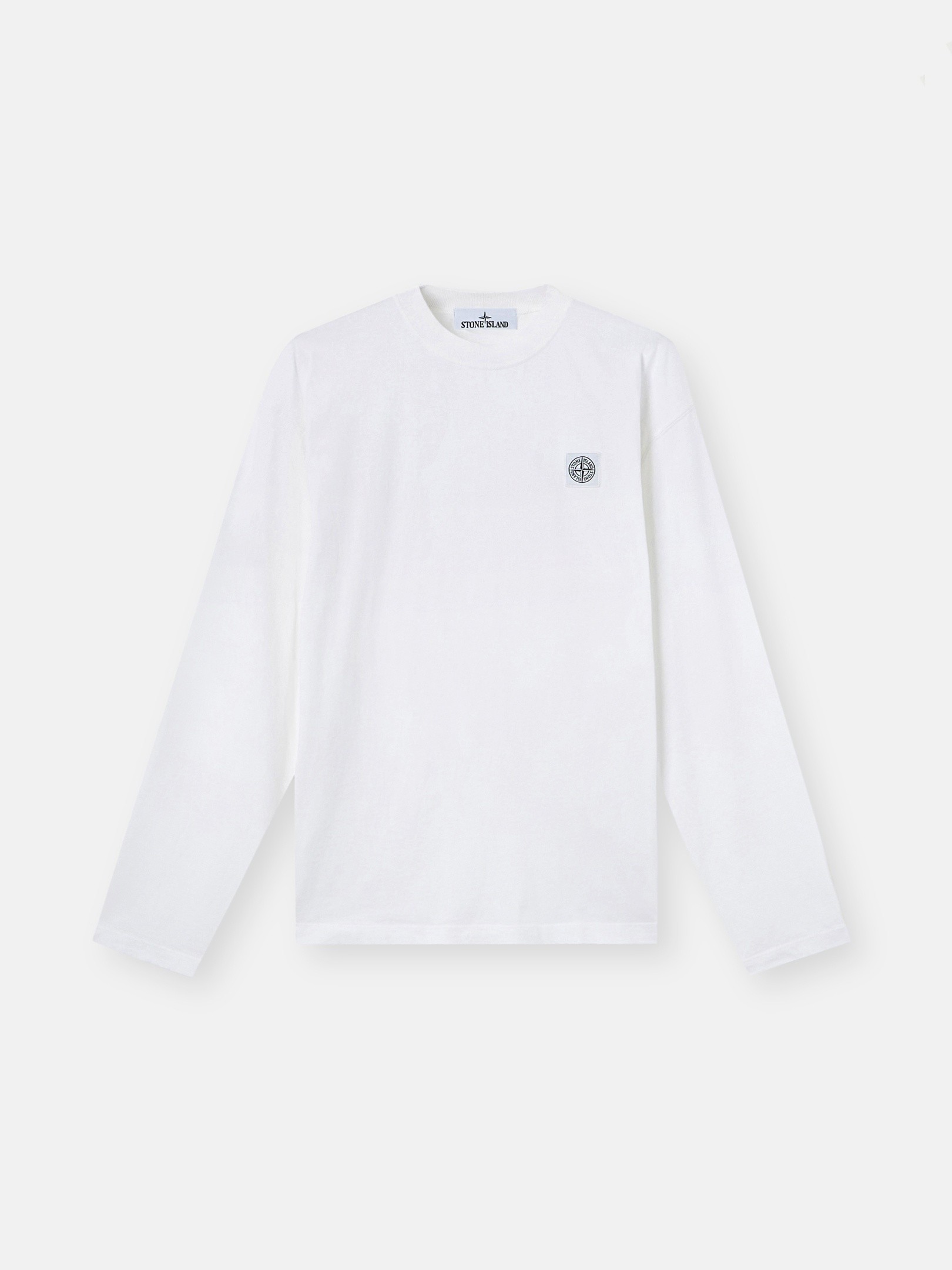 White Regular-fit long-sleeve T-shirt with tonal Compass logo