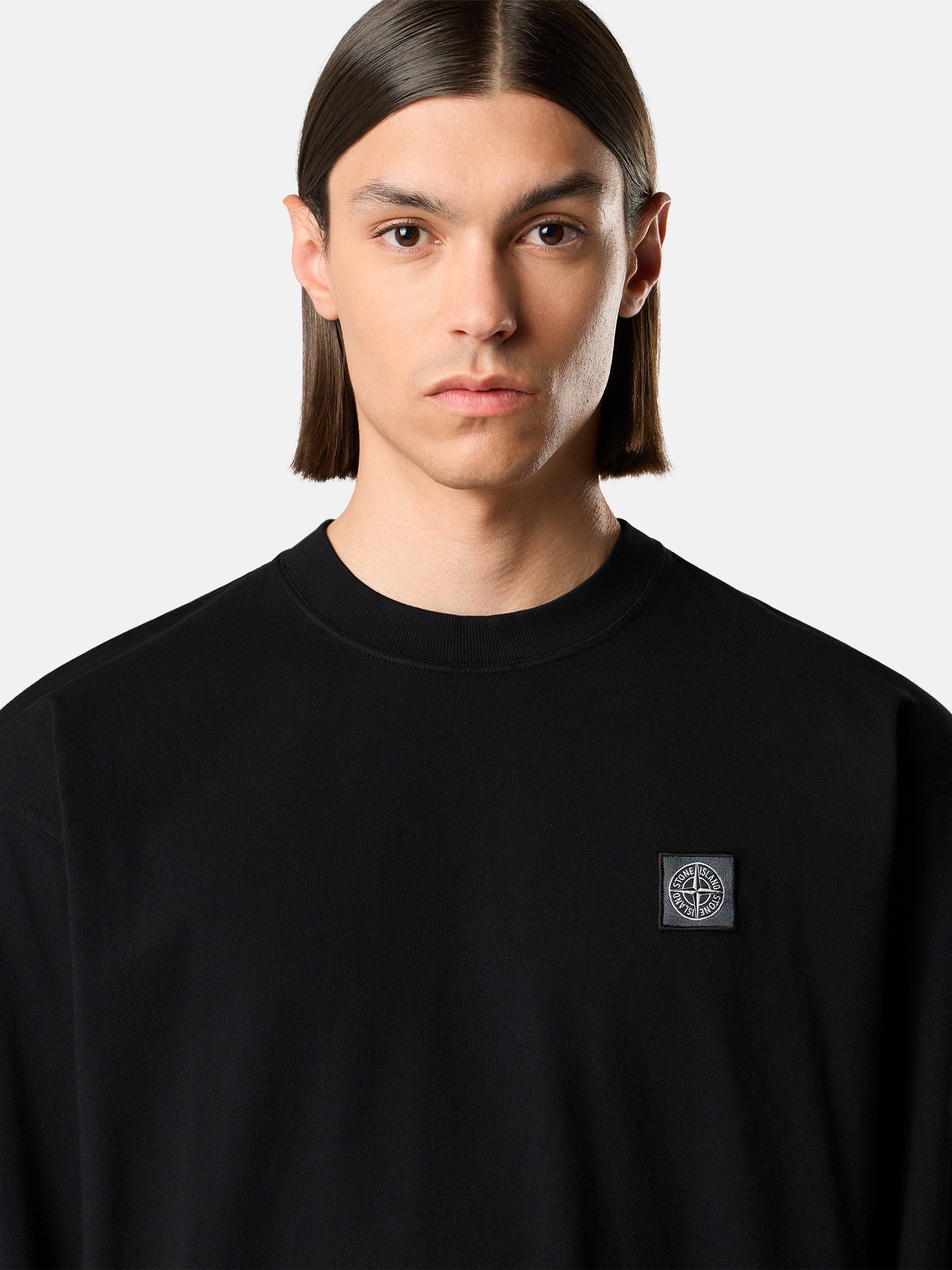 ブラック レギュラーフィット ロングスリーブ Tシャツ トーナルCompass