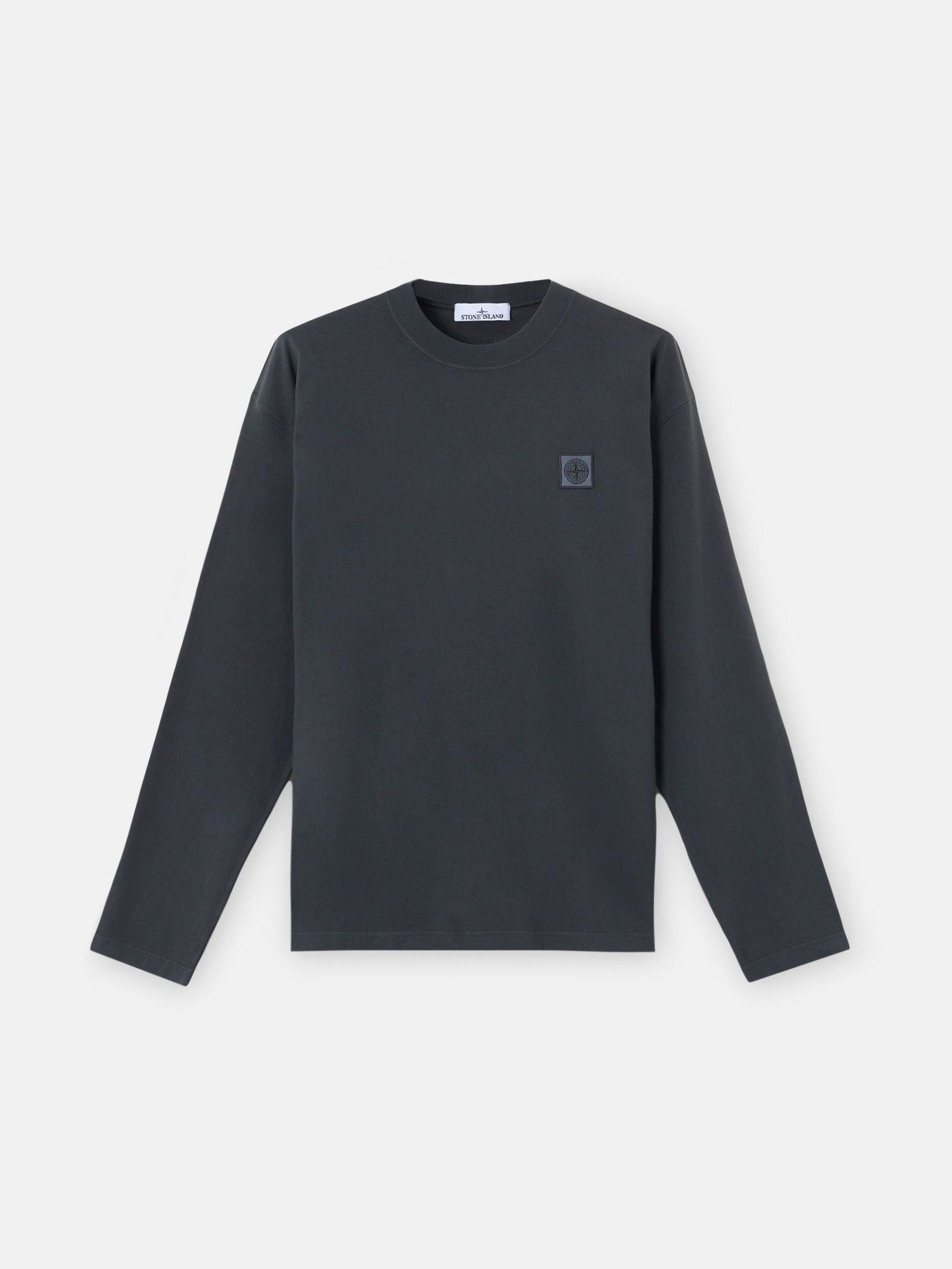 Navy Regular-fit long-sleeve T-shirt with tonal Compass logo patch