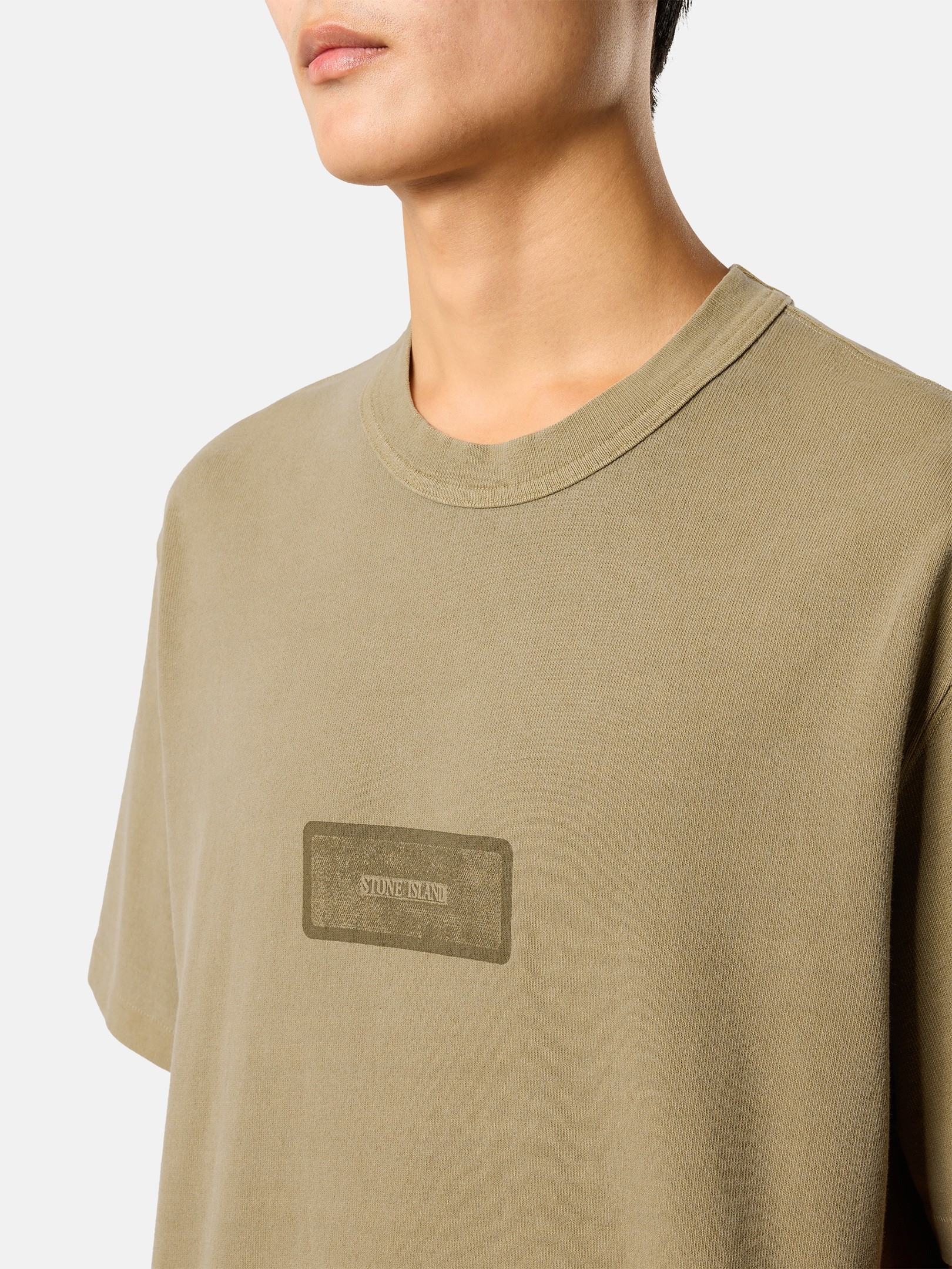 Military Green Regular-fit T-shirt with rectangular print 2100012