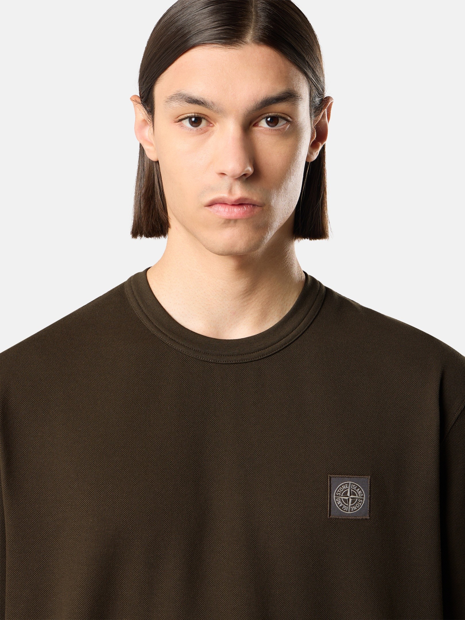 コールグレー レギュラーフィット Tシャツ Compassロゴパッチ 2100015