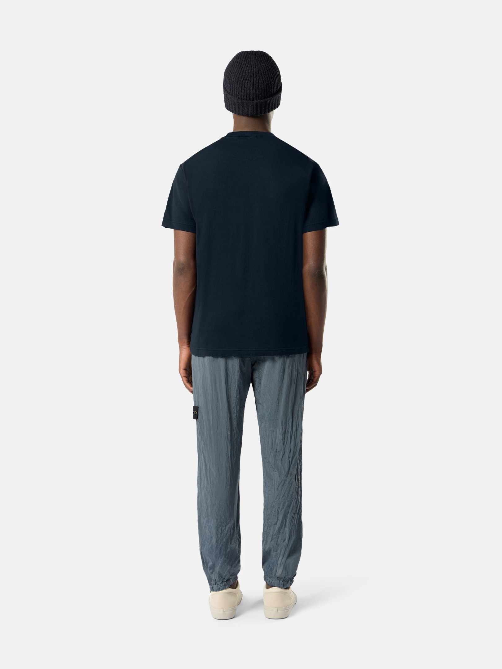 Navy Blue Slim-fit T-shirt with Compass patch 2100026 ORGANIC