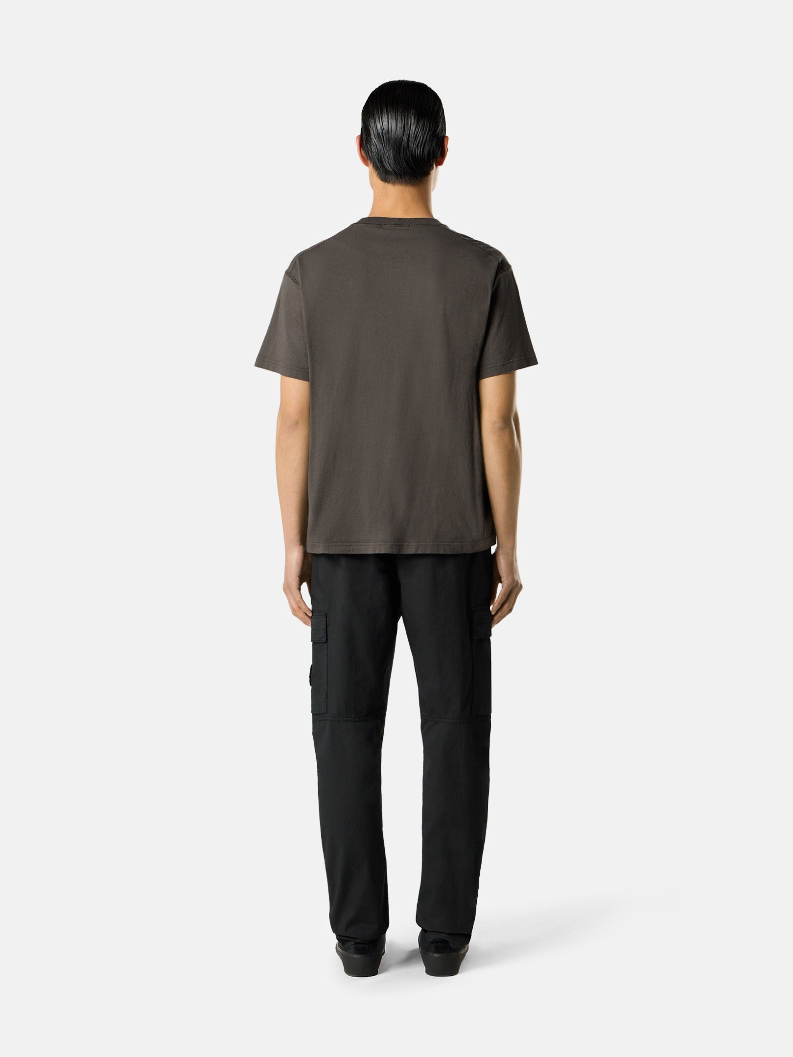 Charcoal Grey Slim-fit T-shirt with Compass patch 2100026 ORGANIC