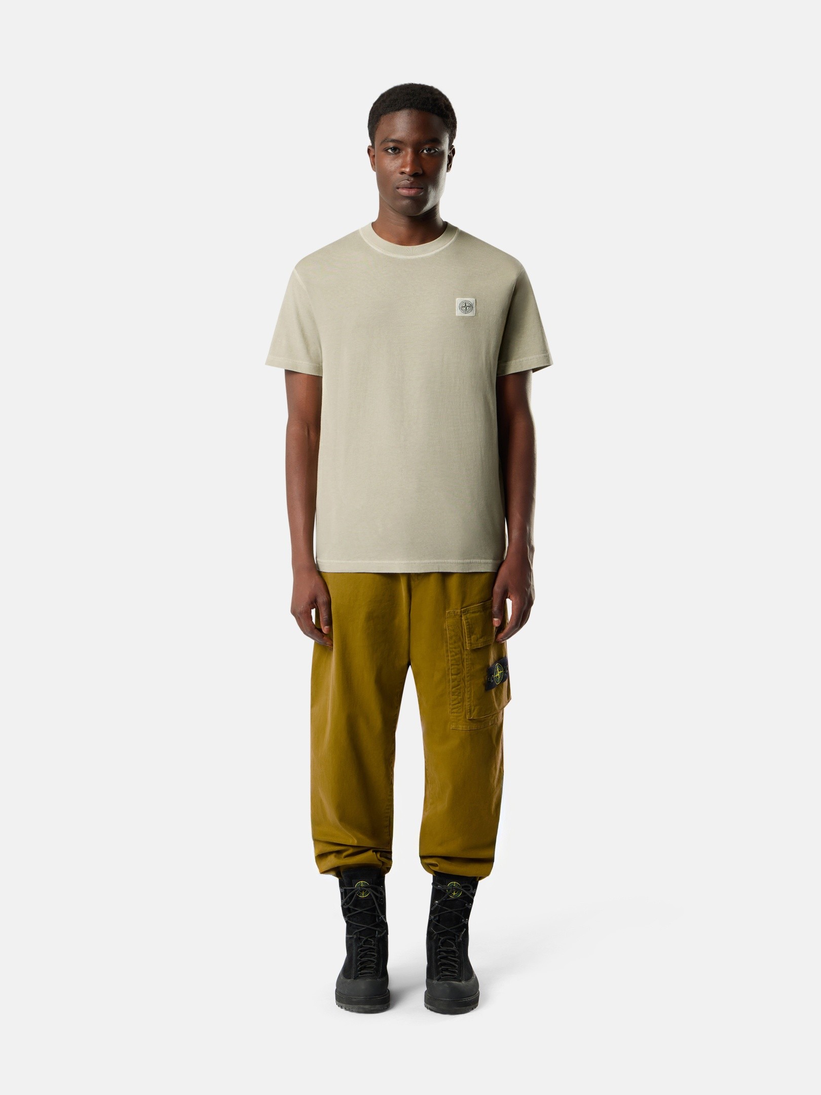 Sand Slim-fit T-shirt with Compass patch 2100026 ORGANIC COTTON