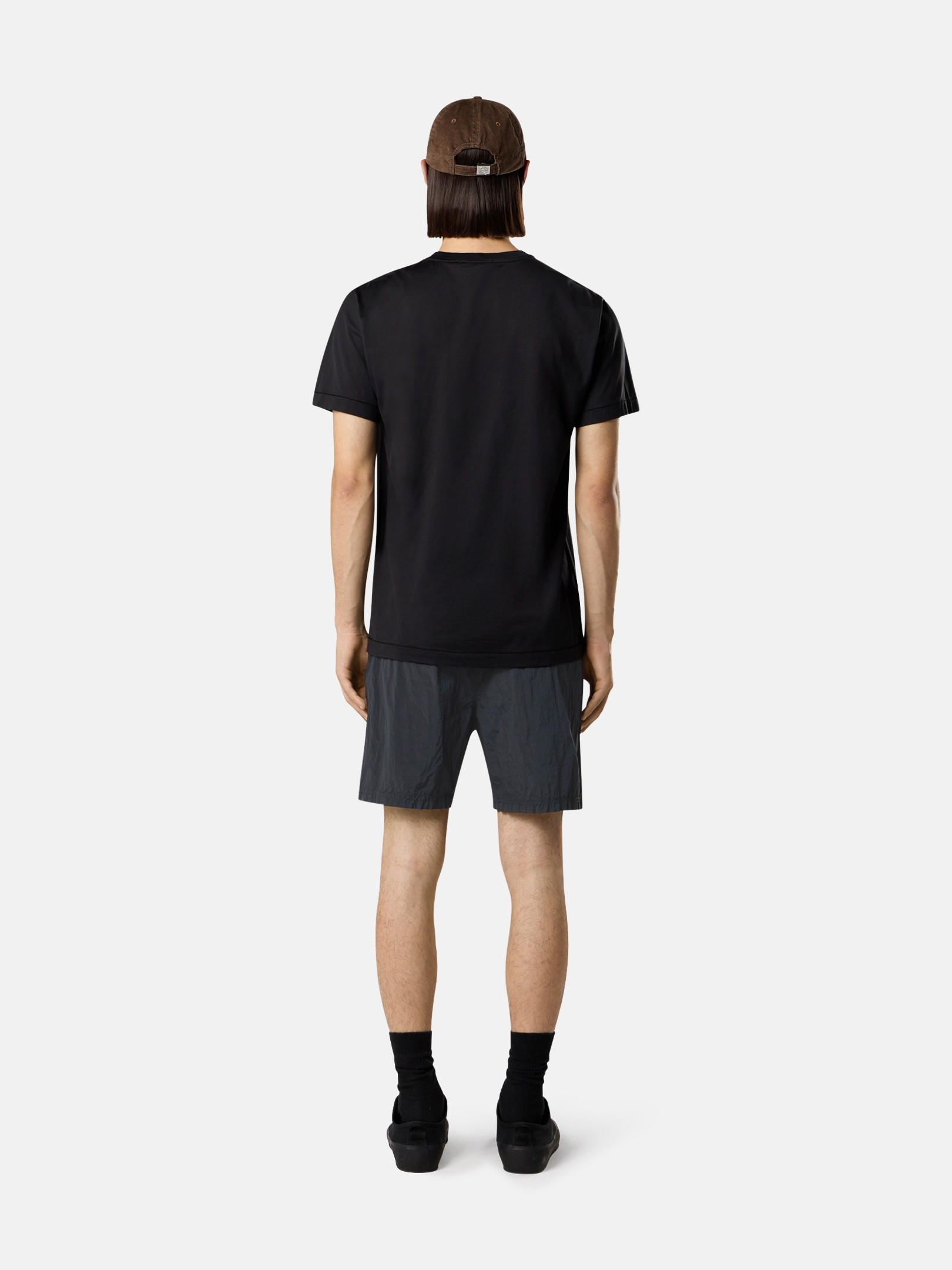 Black Slim-fit T-shirt with Compass patch 2100027 60/2 COTTON