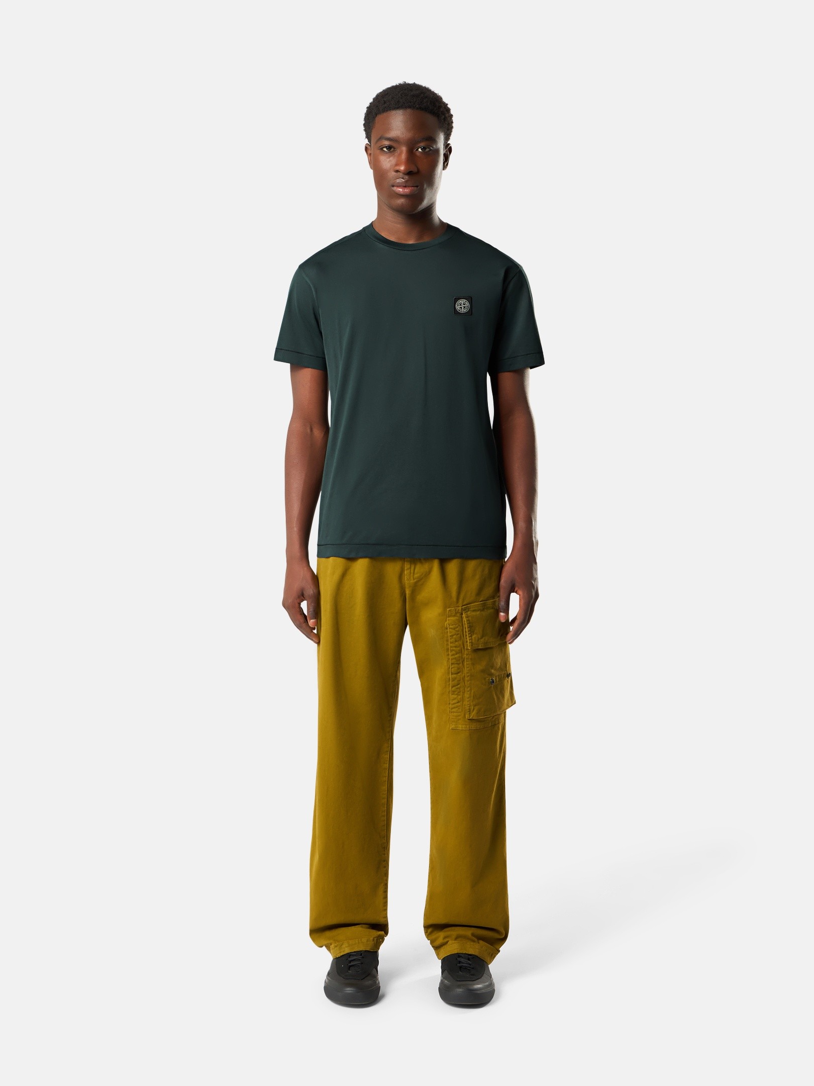 ダークグリーン スリムフィット Tシャツ Compassパッチ 2100027 60/2