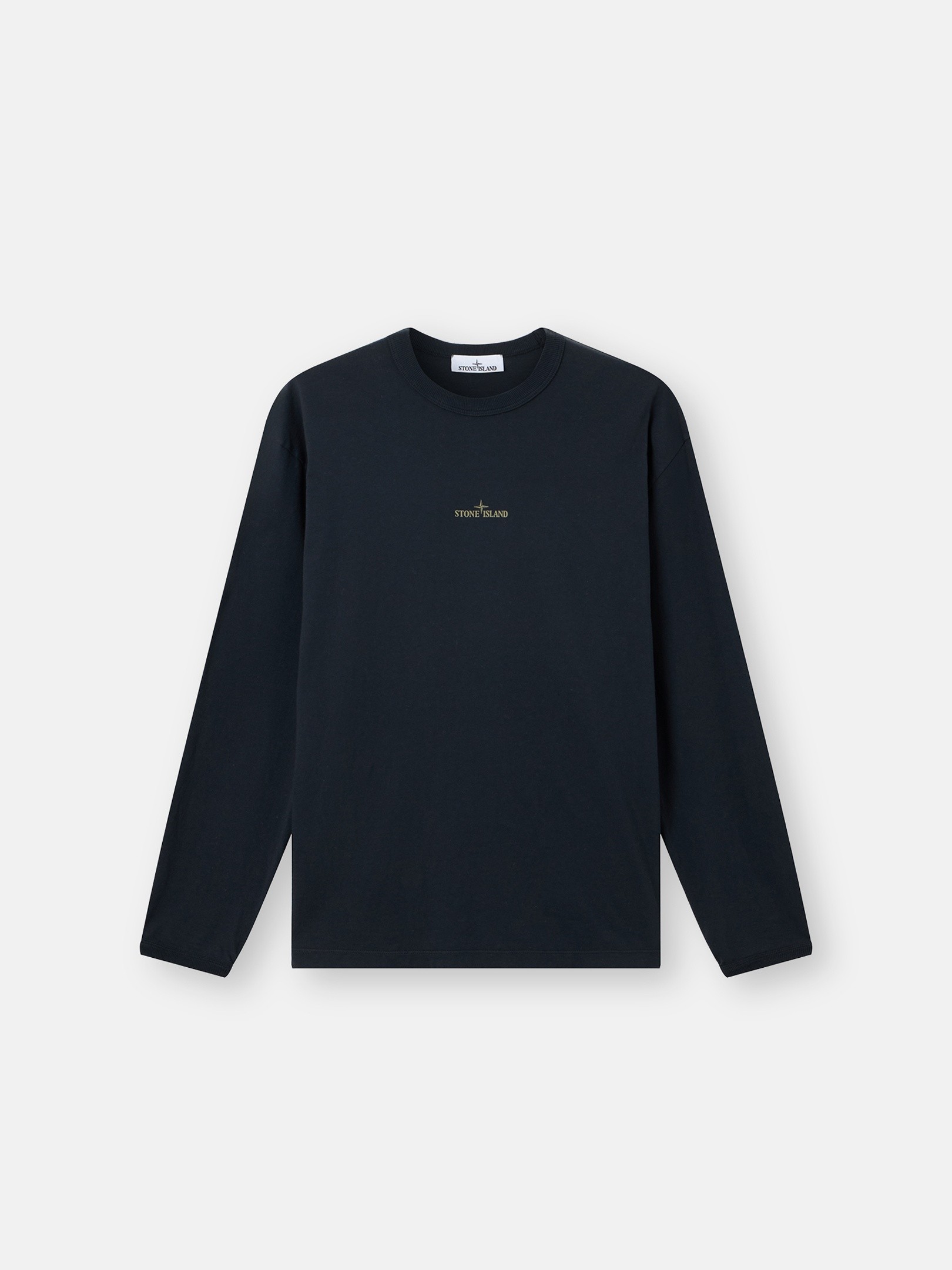 Navy Blue Regular-fit long-sleeve T-shirt with 'Blurred Compass