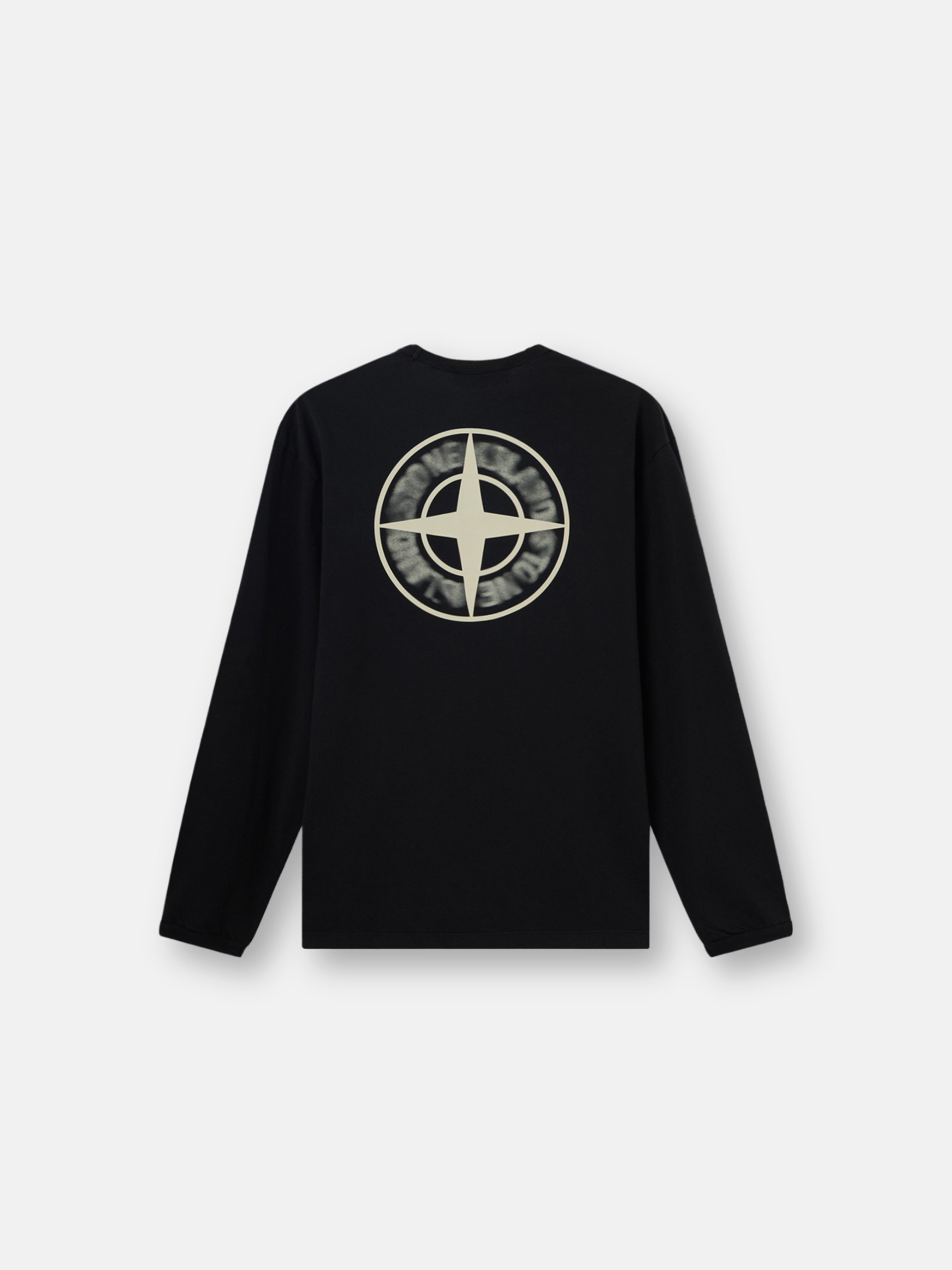 Black Regular-fit long-sleeve T-shirt with 'Blurred Compass' print