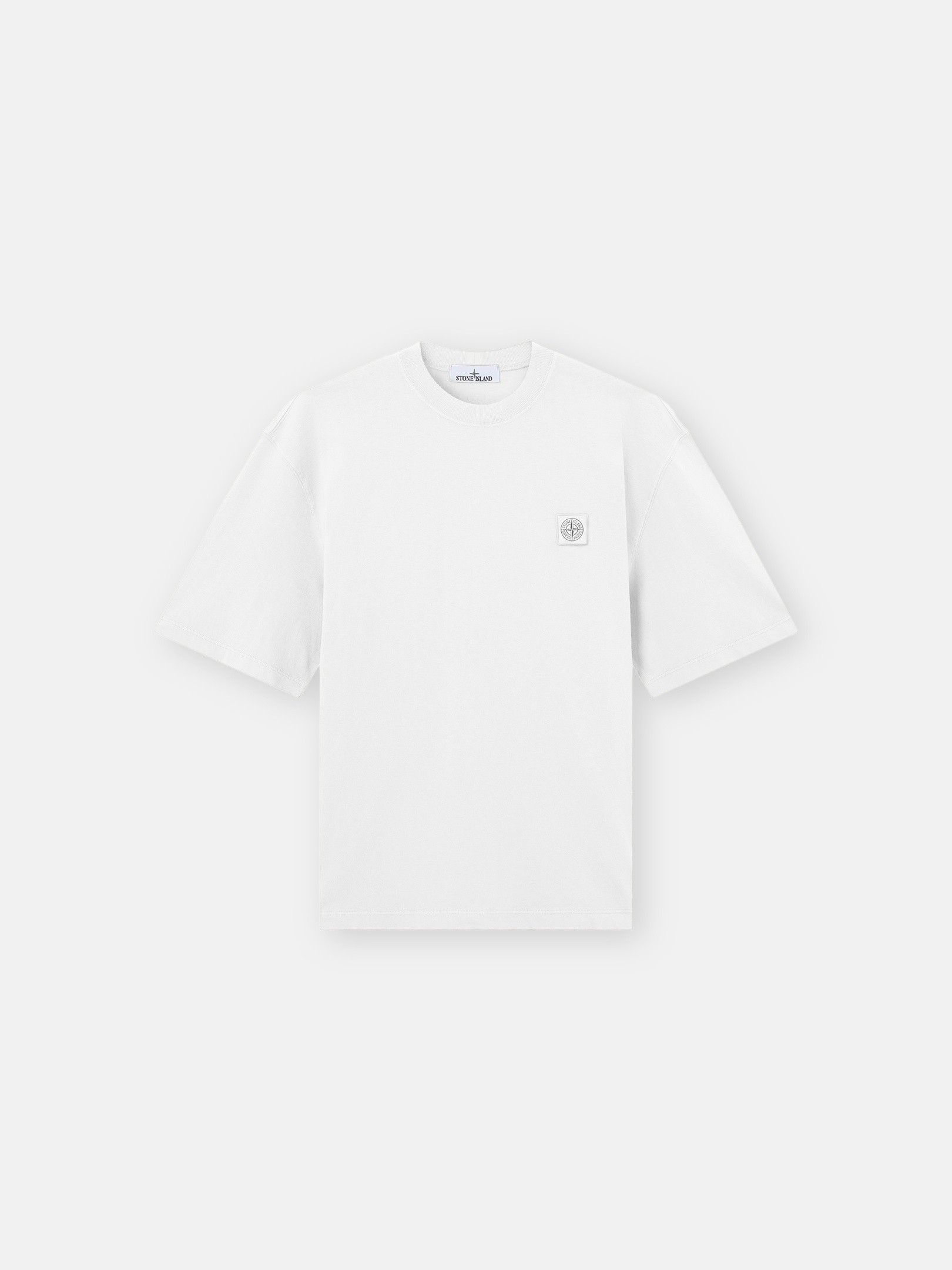 STONE  ホワイト Tシャツ White Regular-fit T-shirt with Compass patch 2100030 COMBED