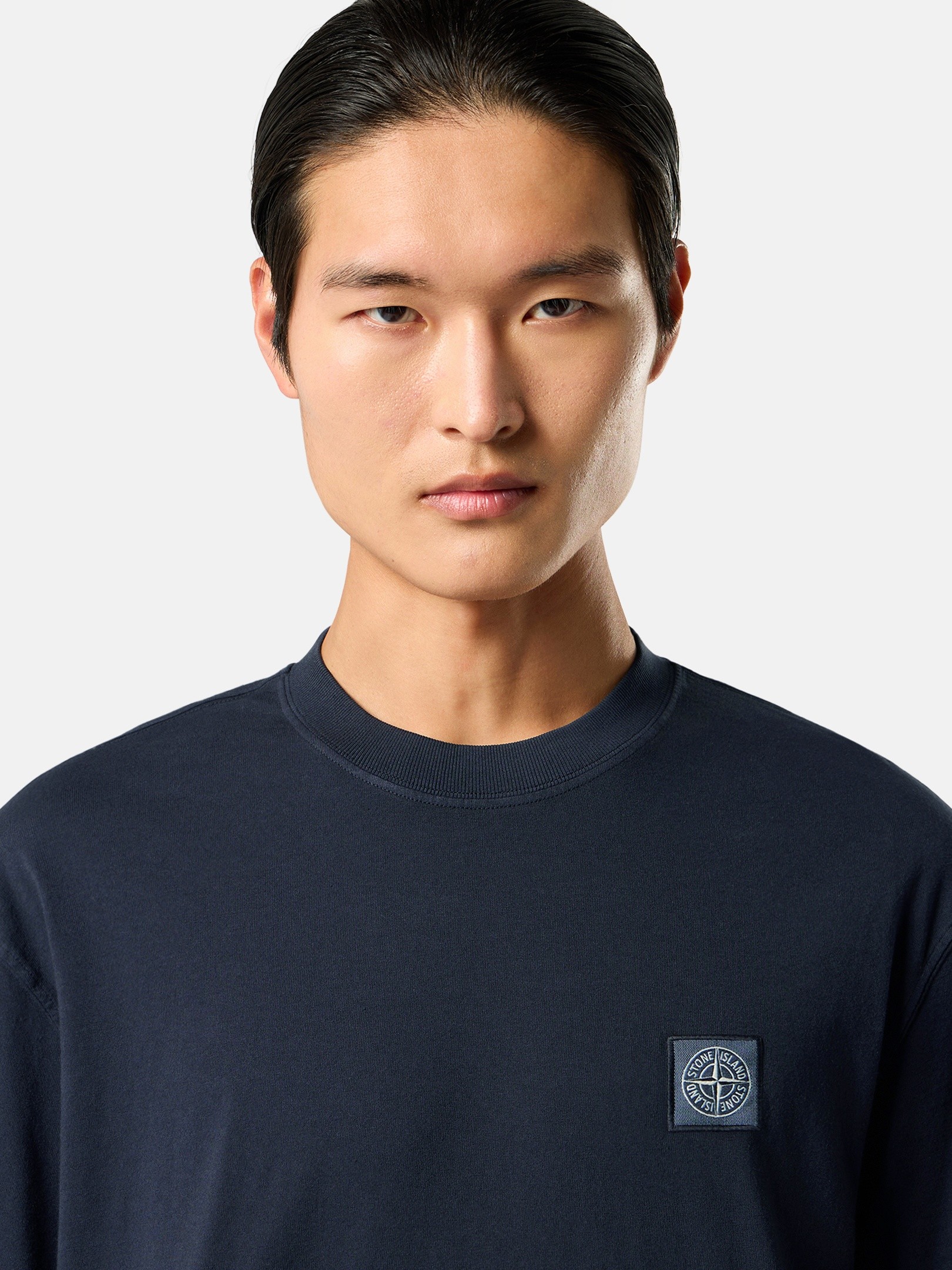 Navy Blue Regular-fit T-shirt with Compass patch 2100030 COMBED