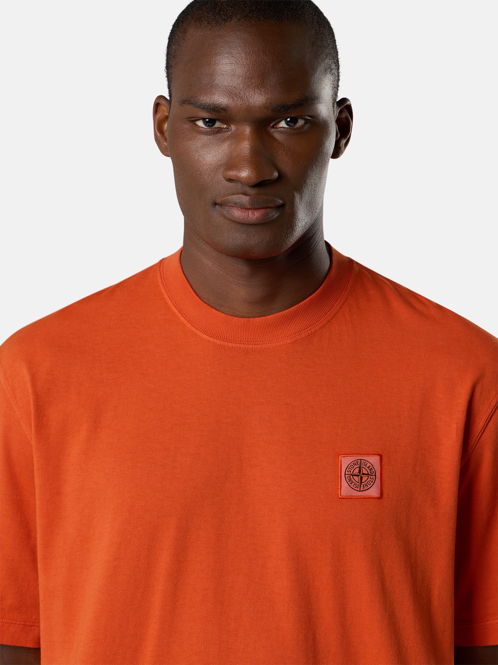 Burnt Orange Regular-fit T-shirt with Compass patch 2100030 COMBED