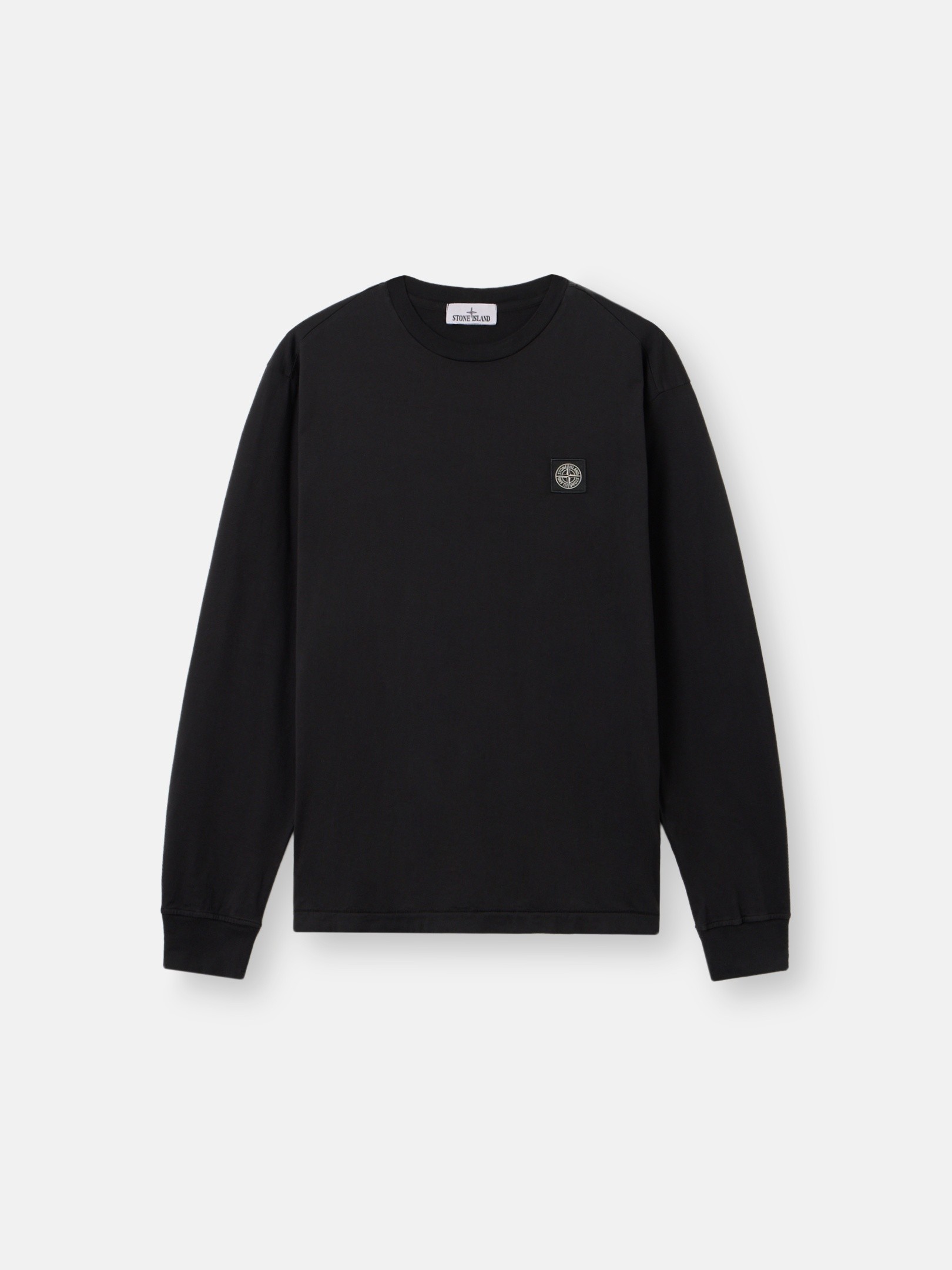 ブラック スリムフィット ロングスリーブ Tシャツ Compassパッチ