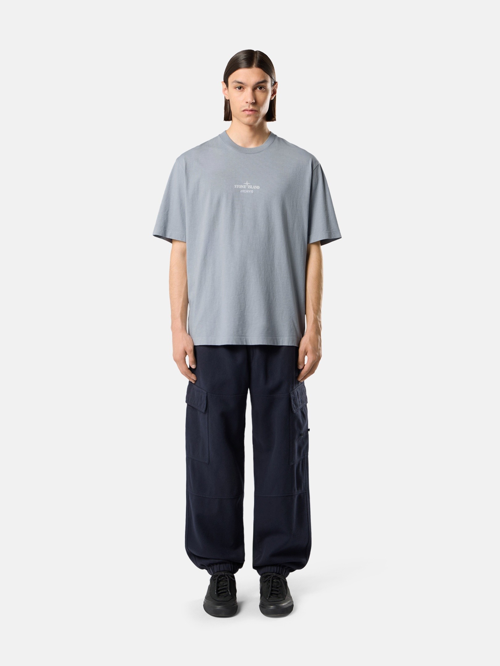 Ash Grey Regular-fit T-shirt with seasonal 