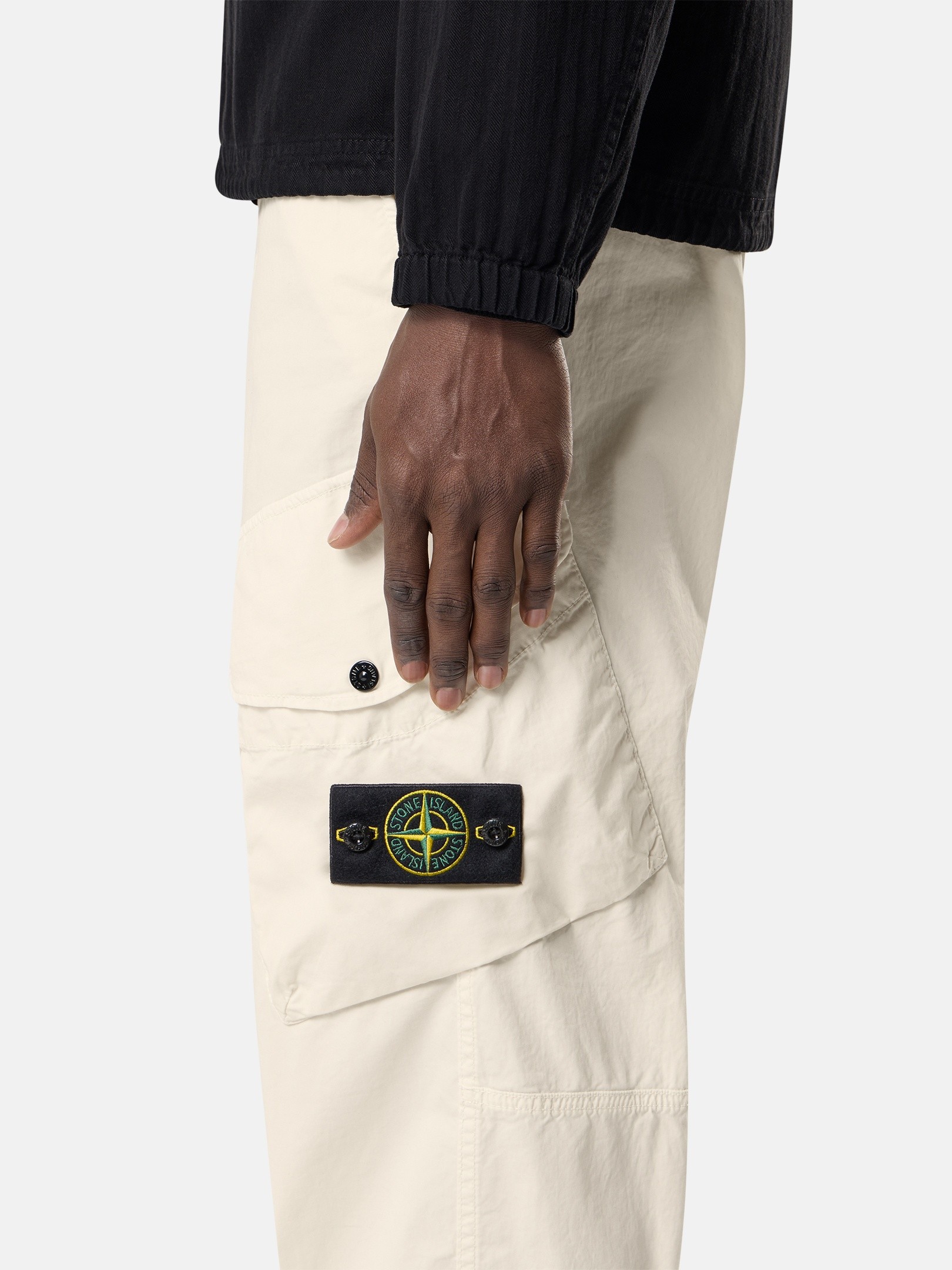 Ivory Loose-fit cargo pants with snap pockets 3100003 STRETCH