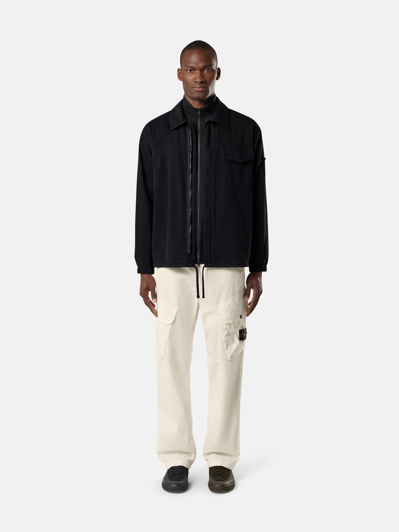 Ivory Loose-fit cargo pants with snap pockets 3100003 STRETCH