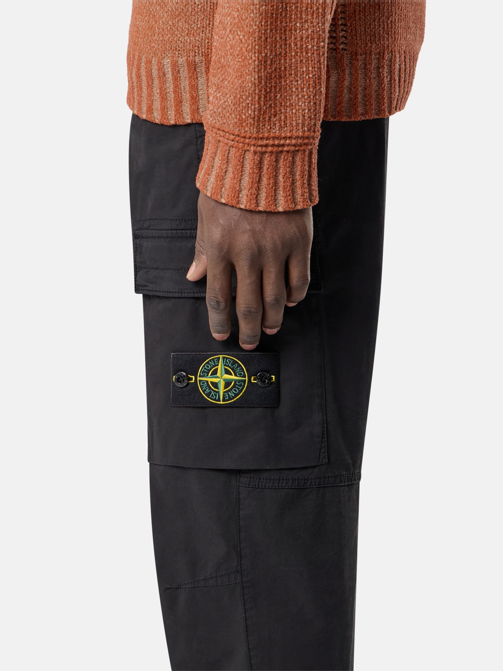 Black Regular-tapered-fit cargo pants with drawstring waistband