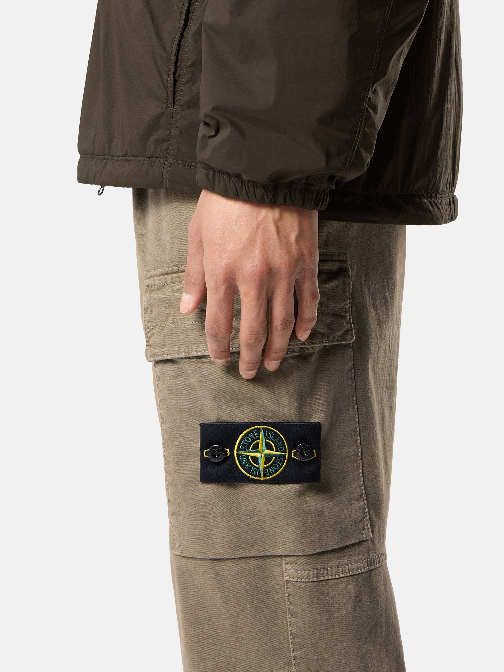Military Green Regular-tapered-fit jogger pants with elastic waist
