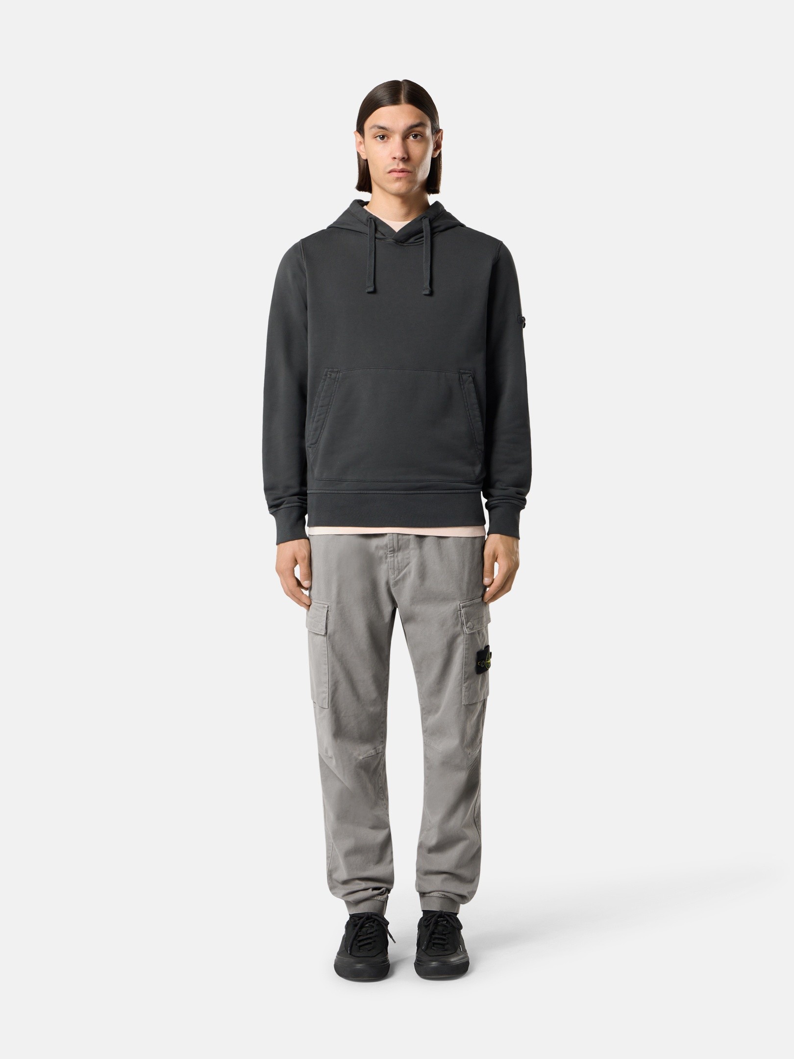 Grey Regular-tapered-fit jogger pants with elastic waist 3100033