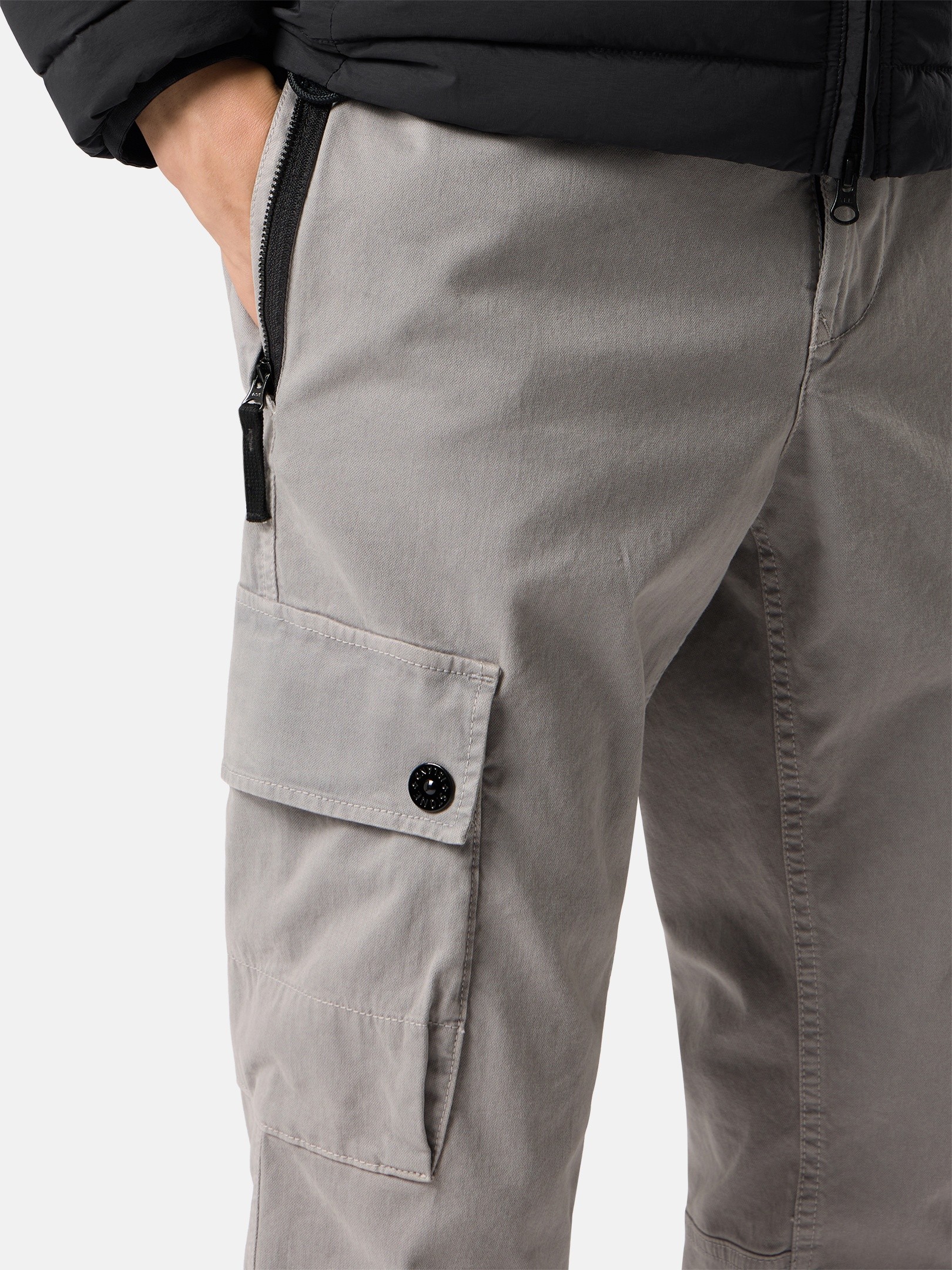 Grey Slim-fit cargo pants with zip hand pockets 3100034 STRETCH