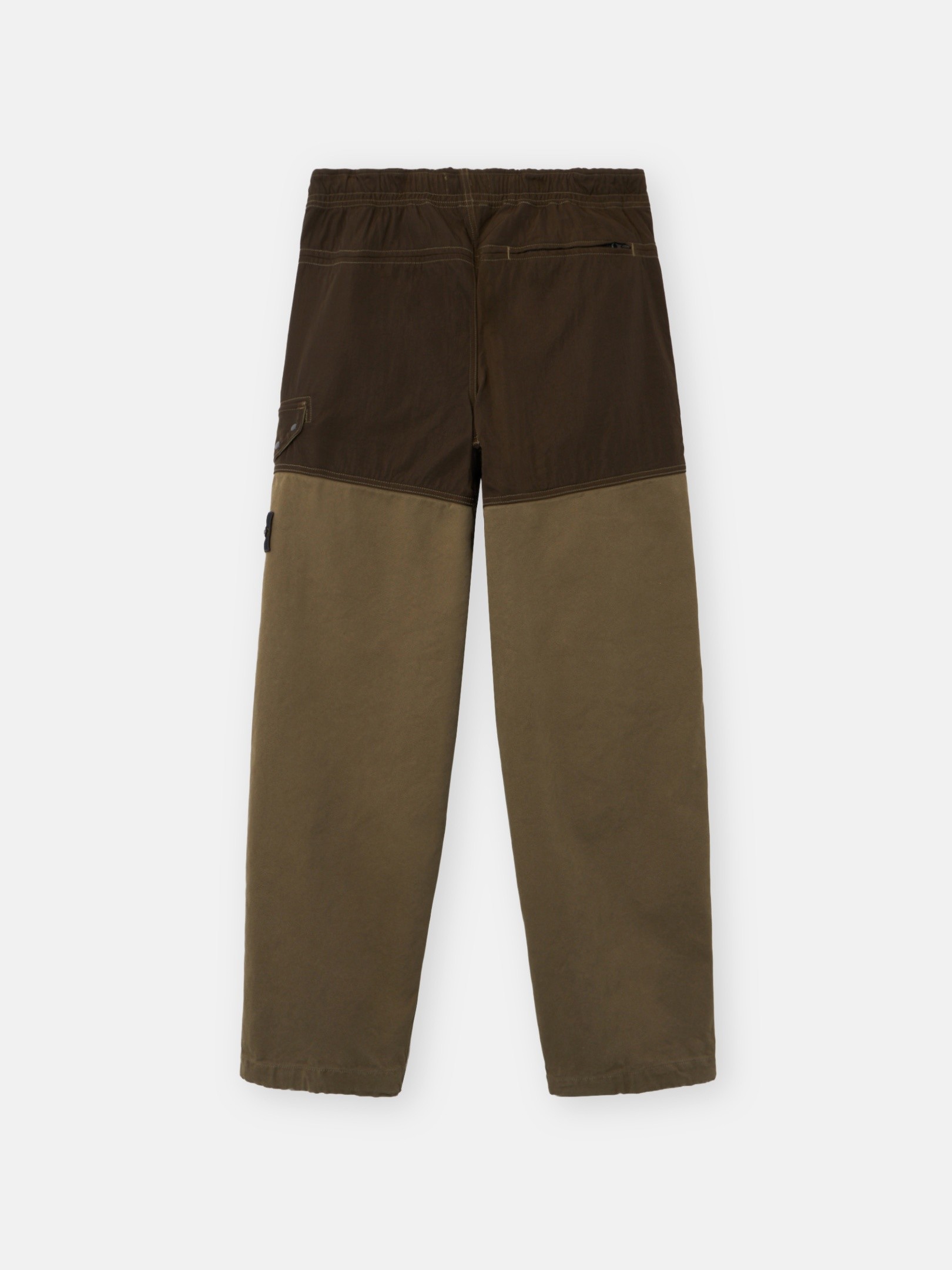 Military Green Loose-fit trousers with contrast fabric panels and