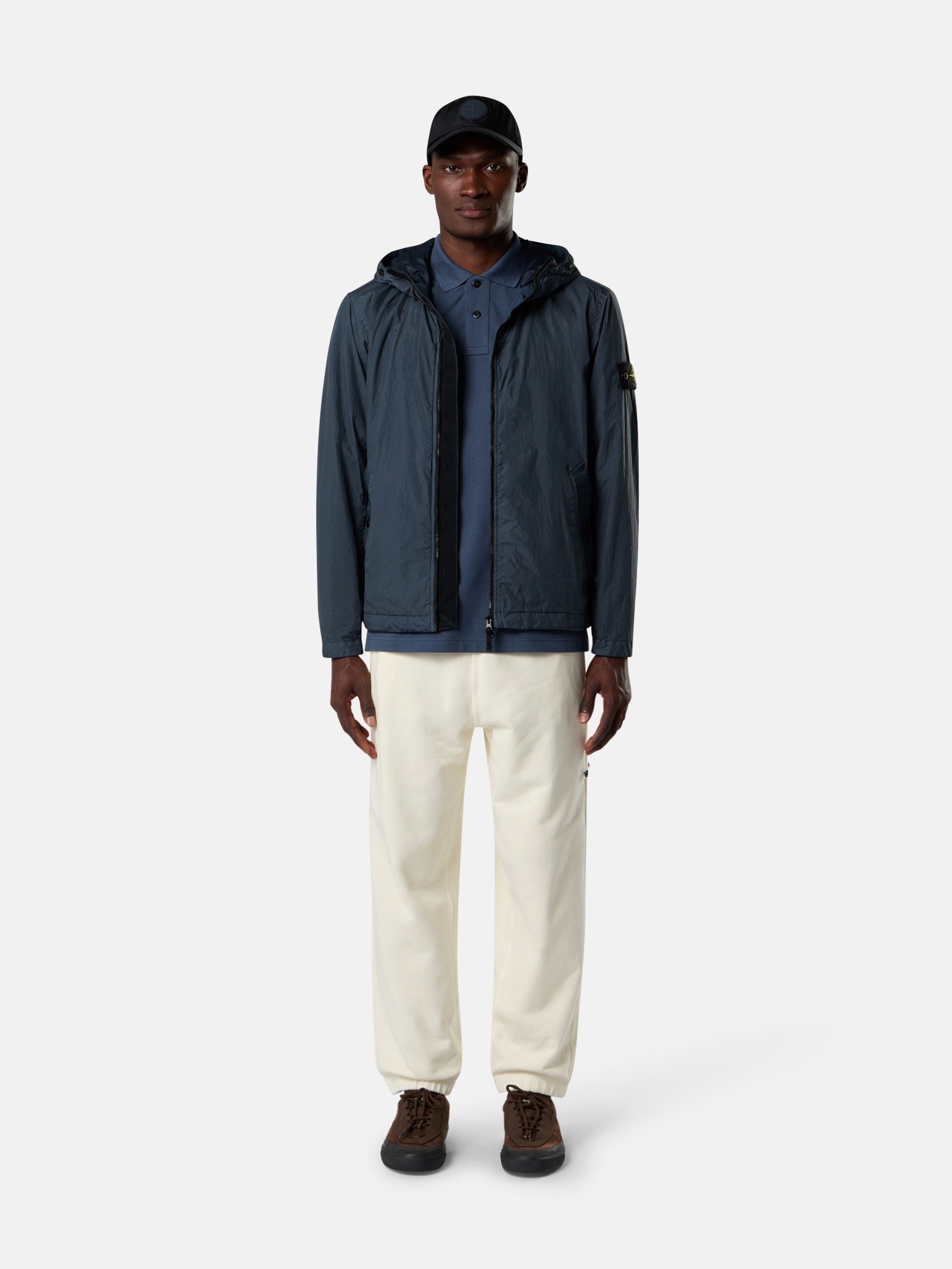 Slate Blue Hooded jacket with wind resistance and anti-drop