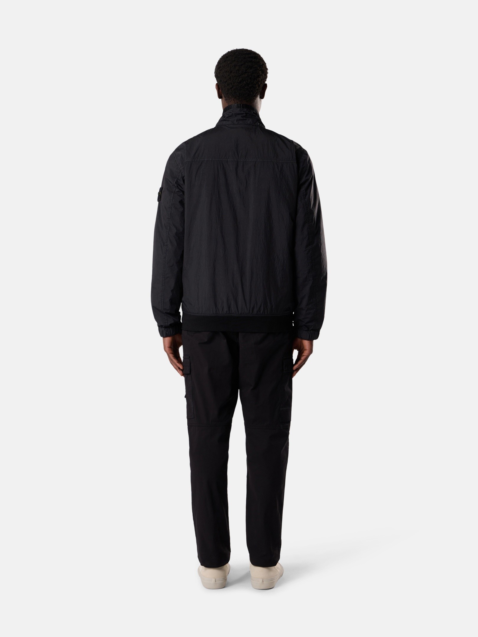 Black Stand collar jacket with wind resistance and anti-drop
