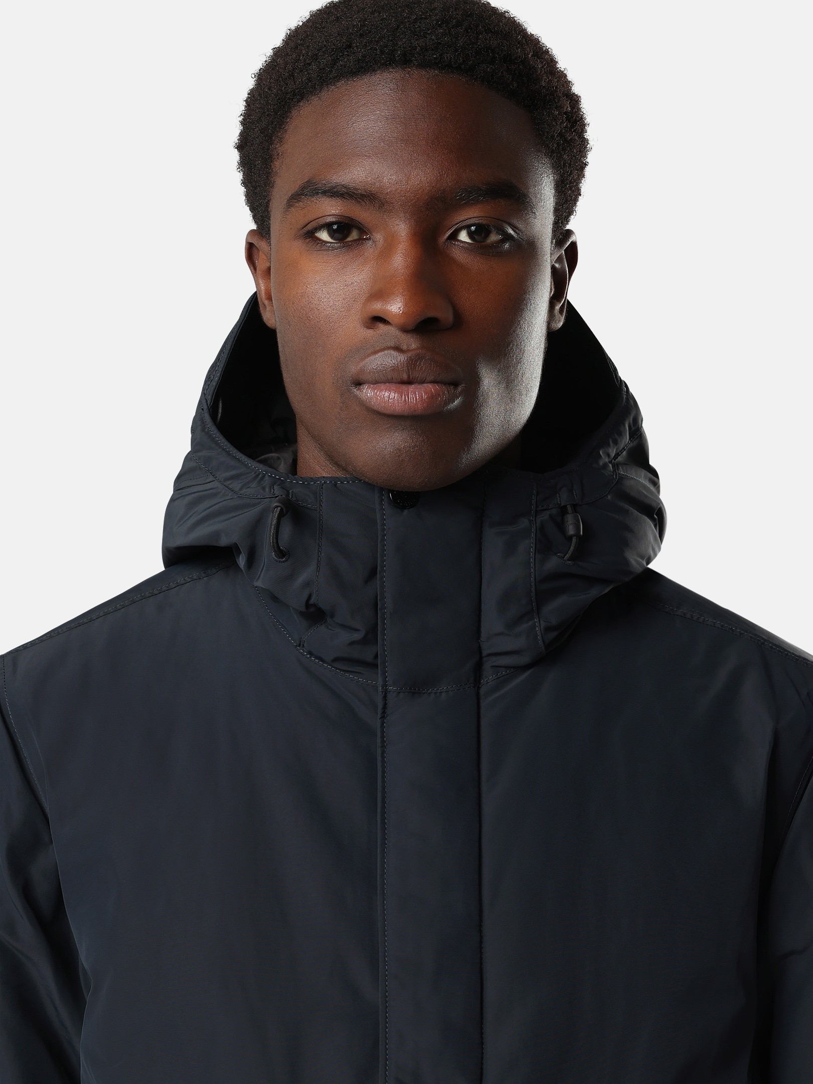 Navy Blue Padded hooded jacket with anti-drop 4100010 MICRO TWILL