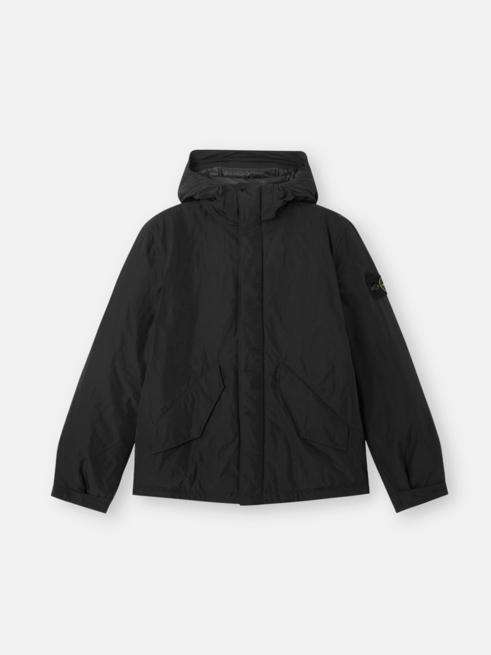 Black Padded hooded jacket with anti-drop 4100010 MICRO TWILL